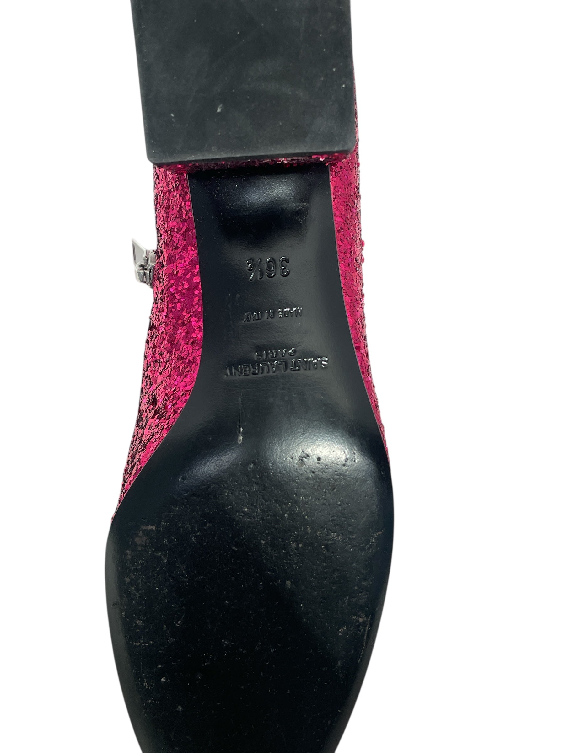 SAINT LAURENT/Heels/EU 36.5/Iridescent/PNK/GLITTER ZIP CLOSURE view 4