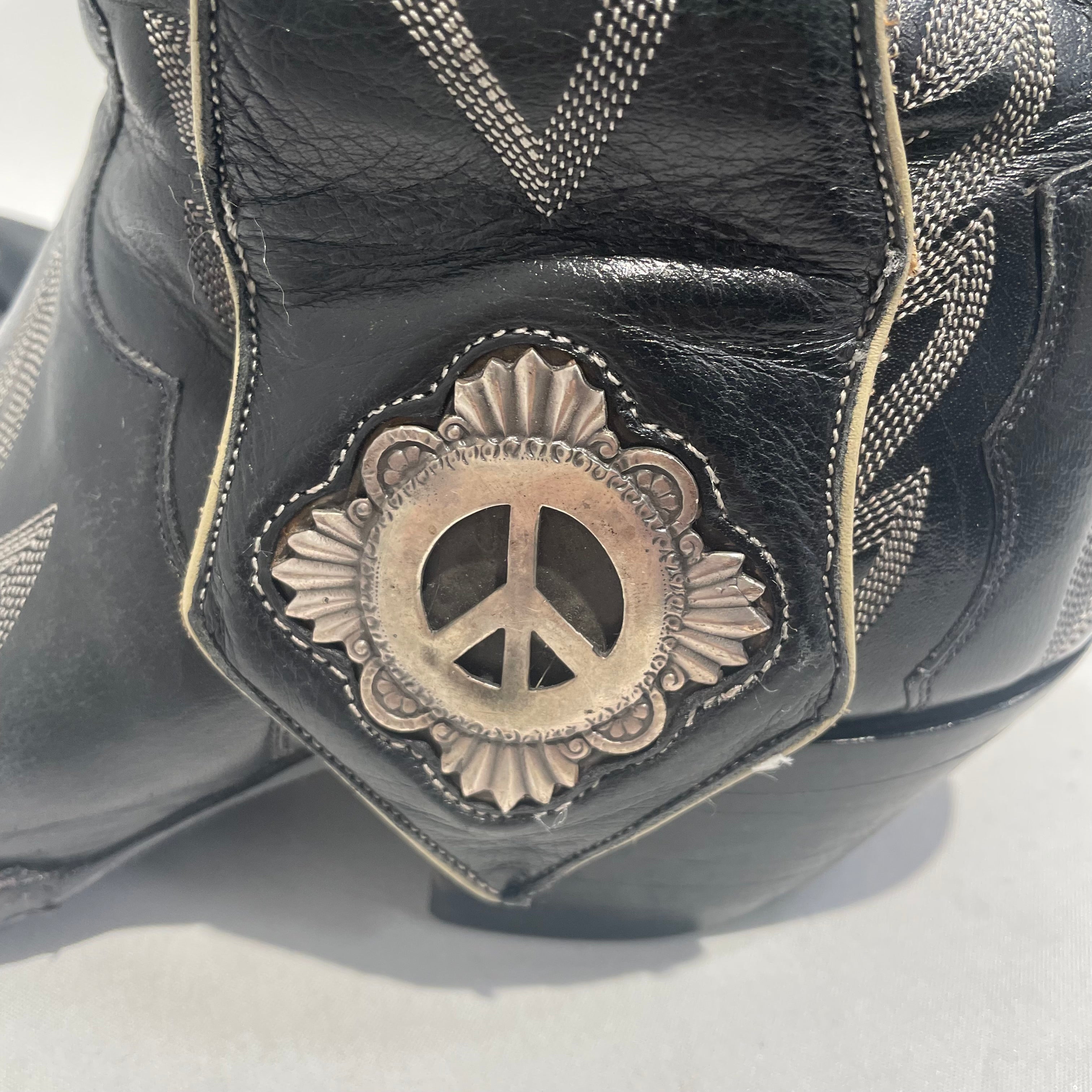 Liberty Boot Co./Boots/US 7.5/All Over Print/Leather/BLK/Silver Peace sign view 3