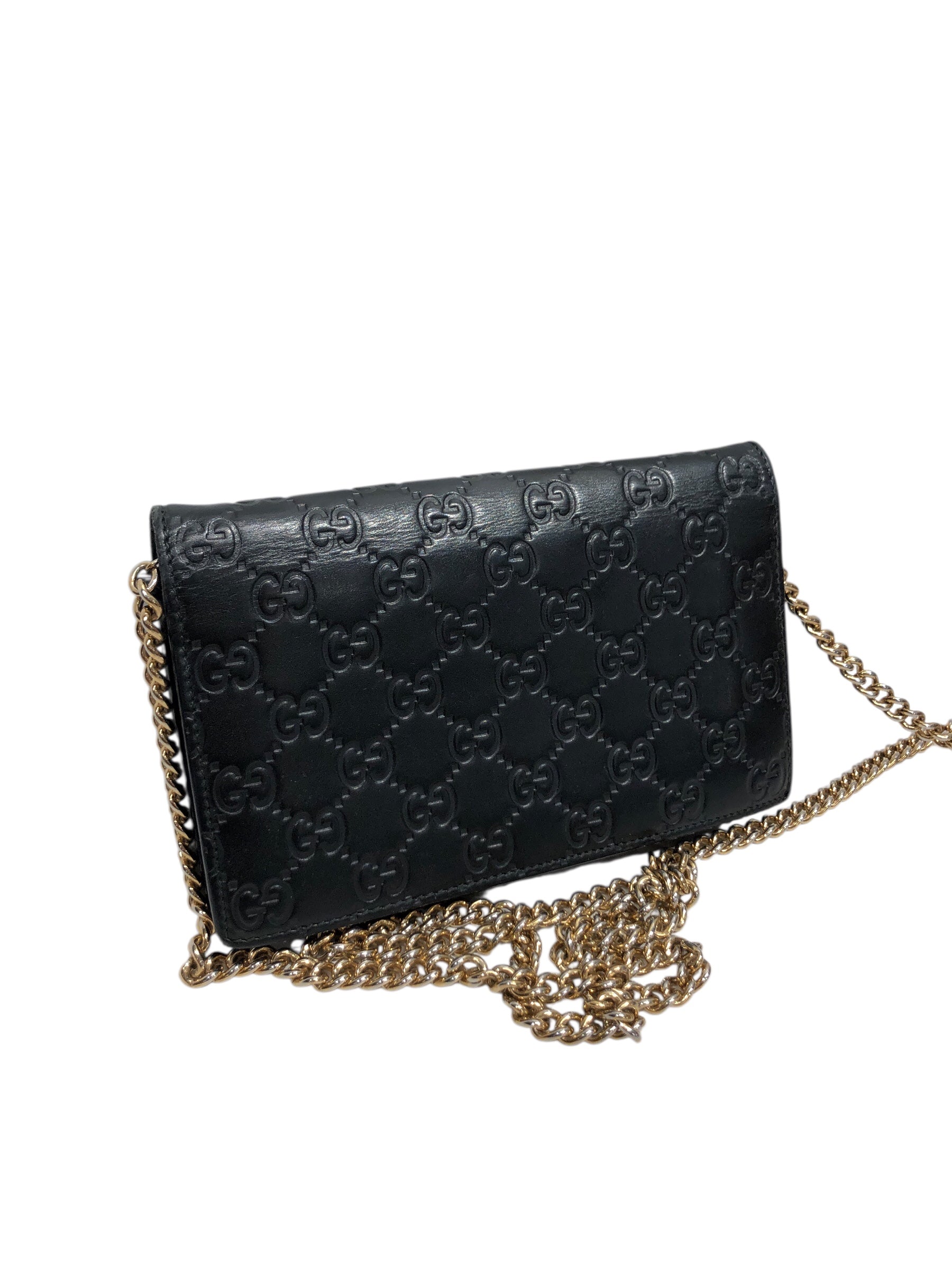 GUCCI/Clutch Bag/Leather/BLK/Long Chain view 2
