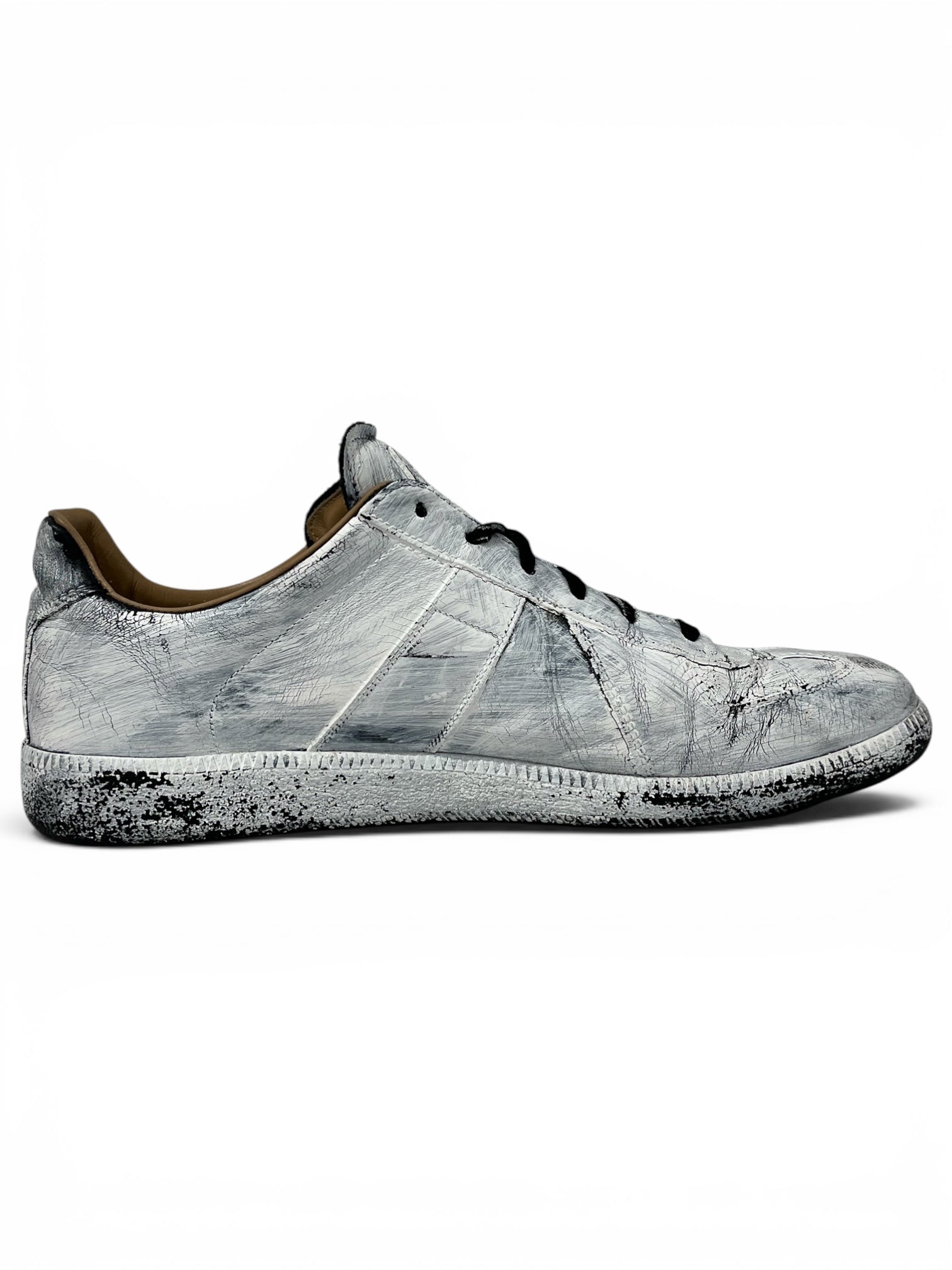 Maison Margiela/Low-Sneakers/EU 45/Leather/WHT/WHT PAINT REPLICAS view 4