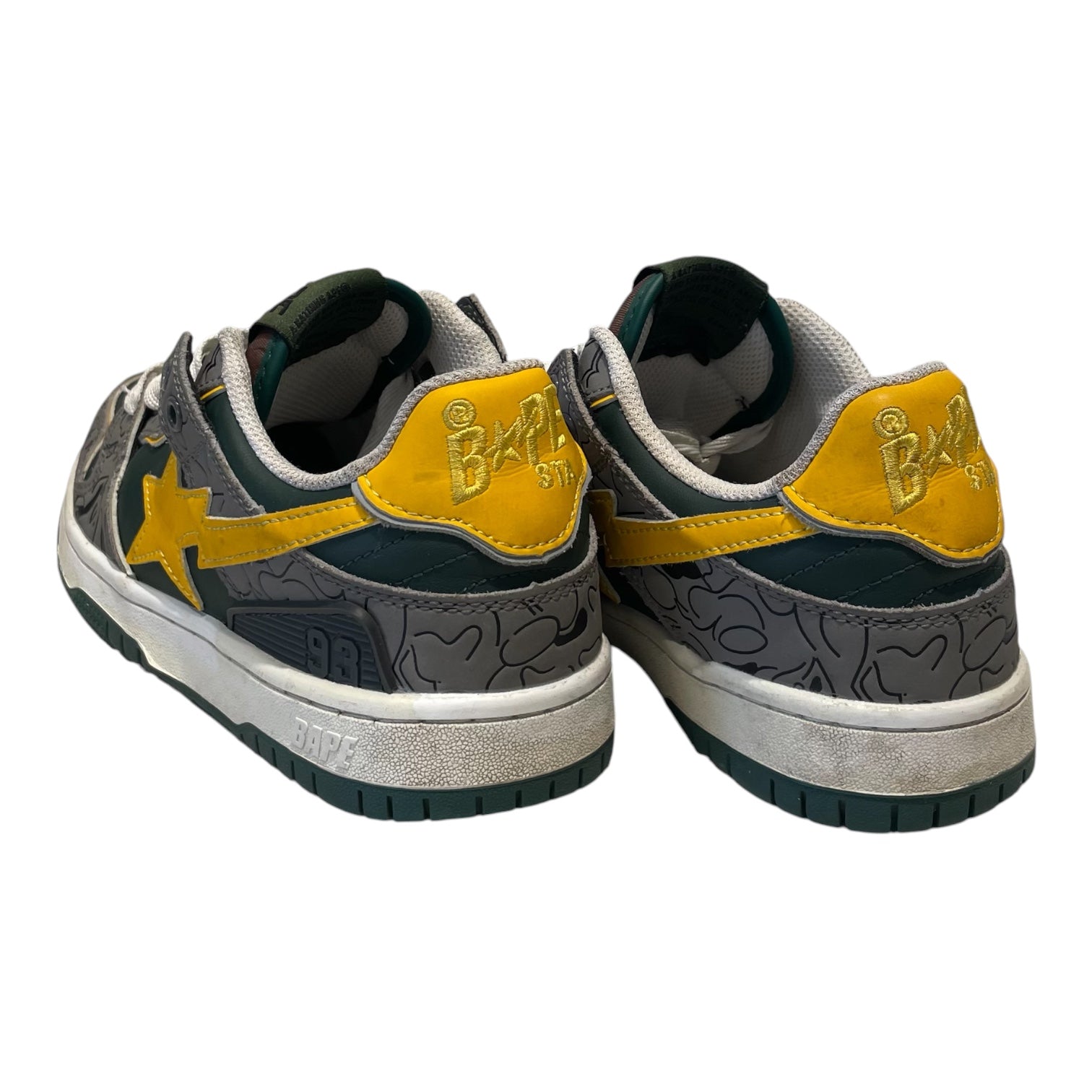 BAPE STA!/Low-Sneakers/US 5.5/All Over Print/Leather/GRN/SK8STA MUSTARD YELLOW view 2