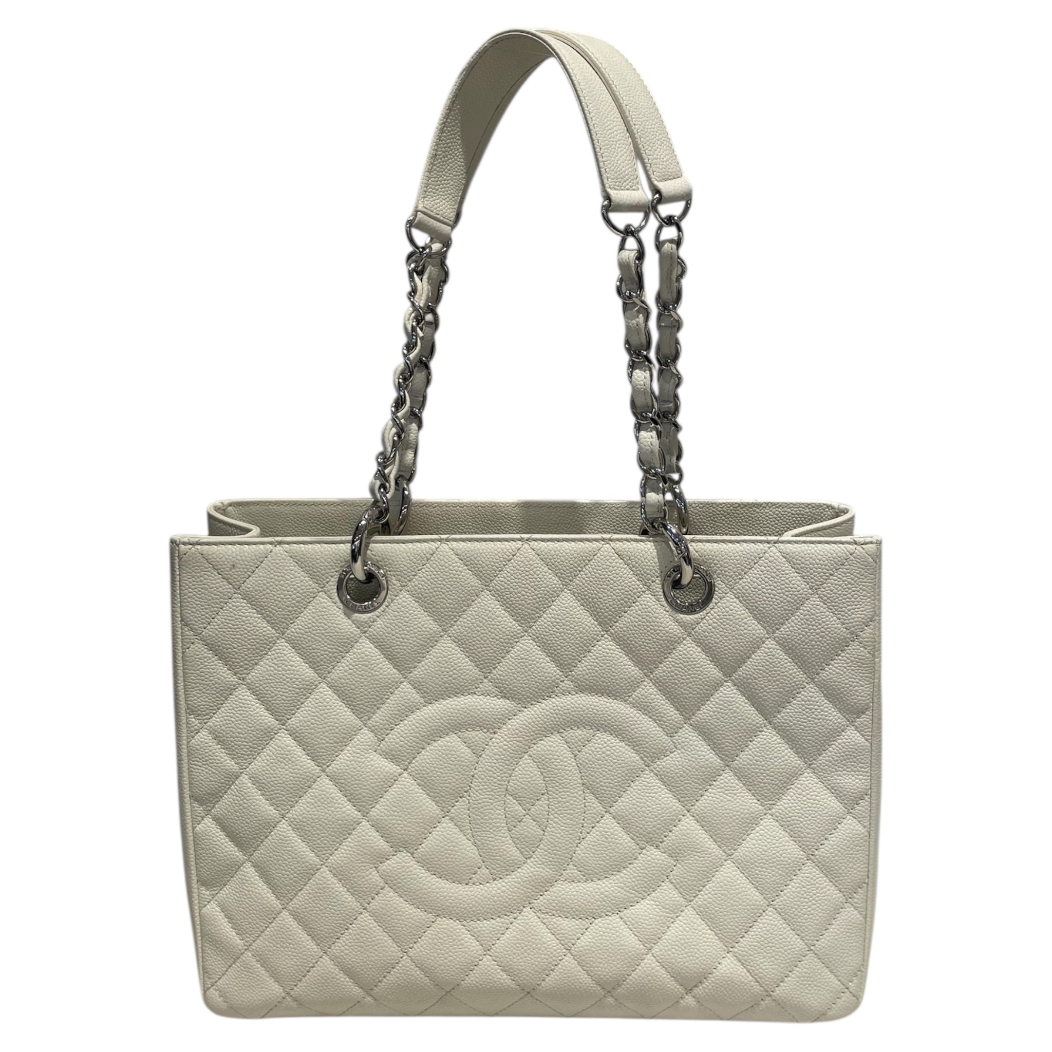 CHANEL/Tote Bag/Cotton/WHT/Quilted Cavair tote view 1