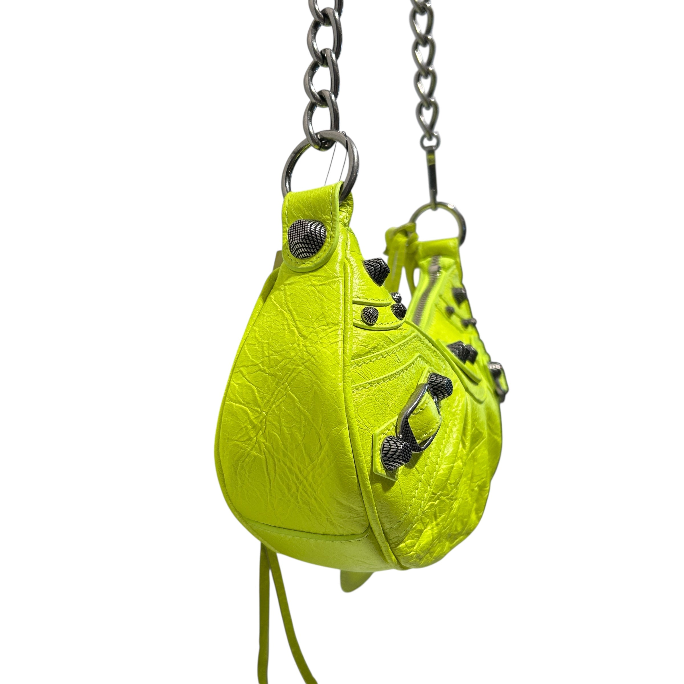 BALENCIAGA/Bag/OS/Leather/GRN/Le Cagole Neon Yellow view 3