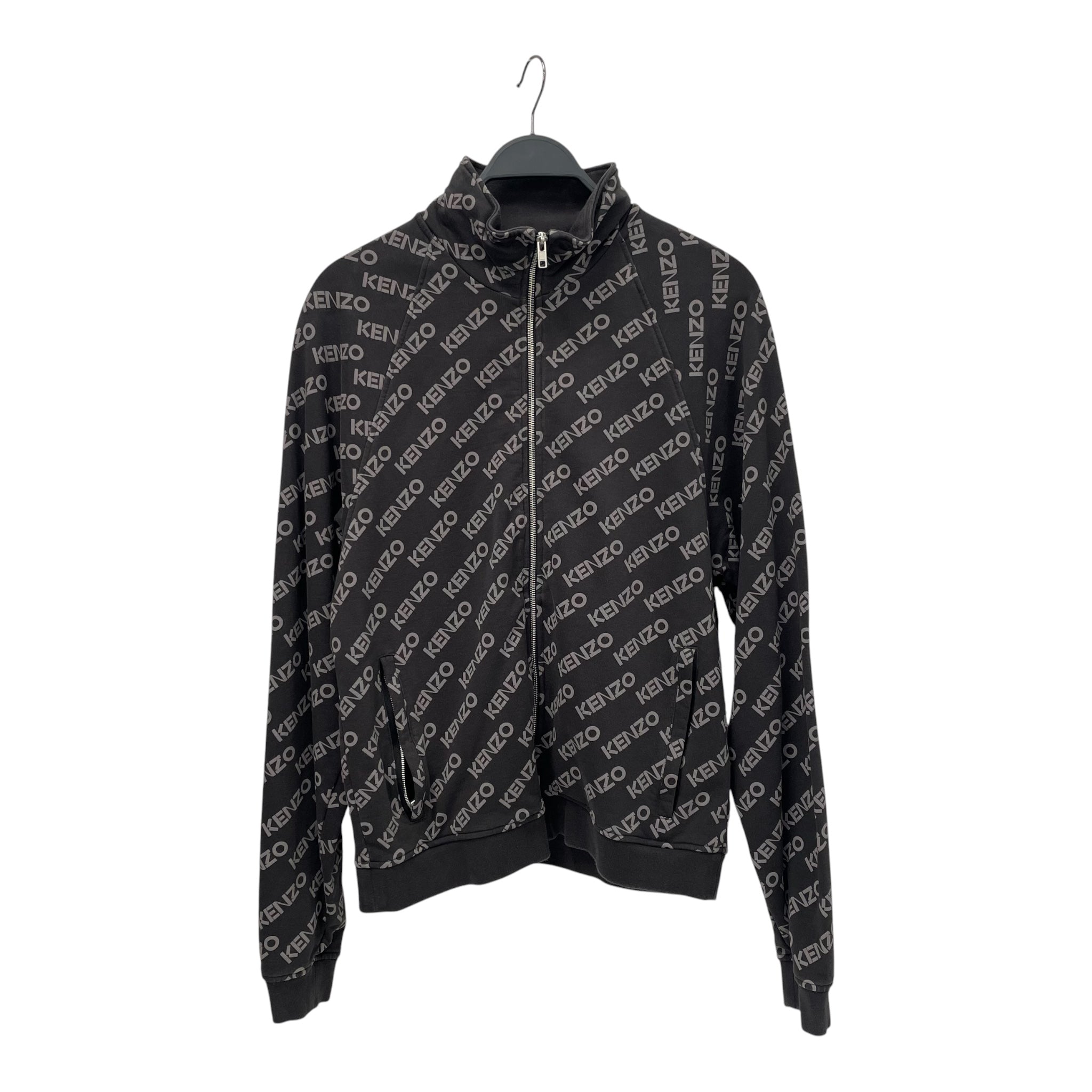 KENZO/Zip Up Hoodie/M/Monogram/Cotton/GRY/Kenzo print view 1