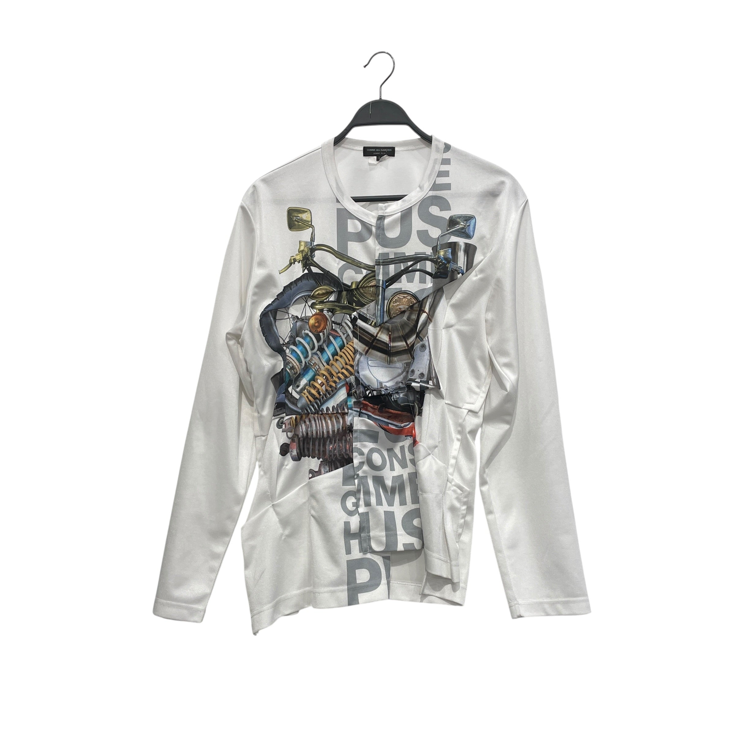 COMME des GARCONS HOMME/LS T-Shirt/L/Polyester/WHT/All Over Print/ENGINE MACHINE GRAPHIC view 1