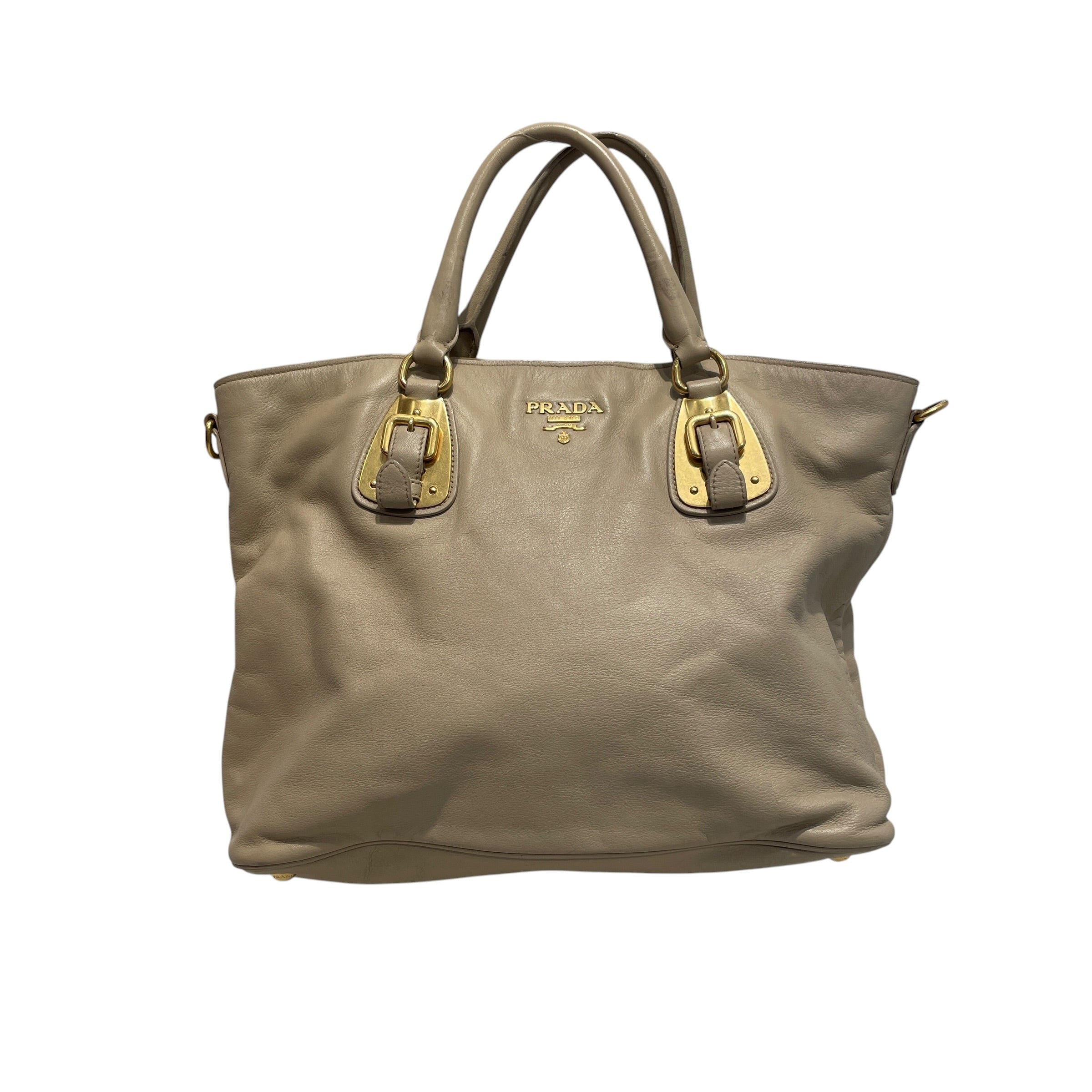 PRADA/Hand Bag/Leather/CRM/Pomice Vitello Daino Calfskin view 1