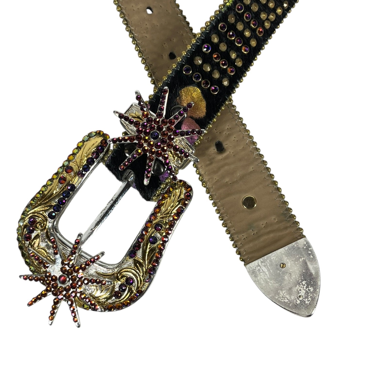 b.b.simon/Belt/Fur/BLK/STUDDED STAR BELT view 2