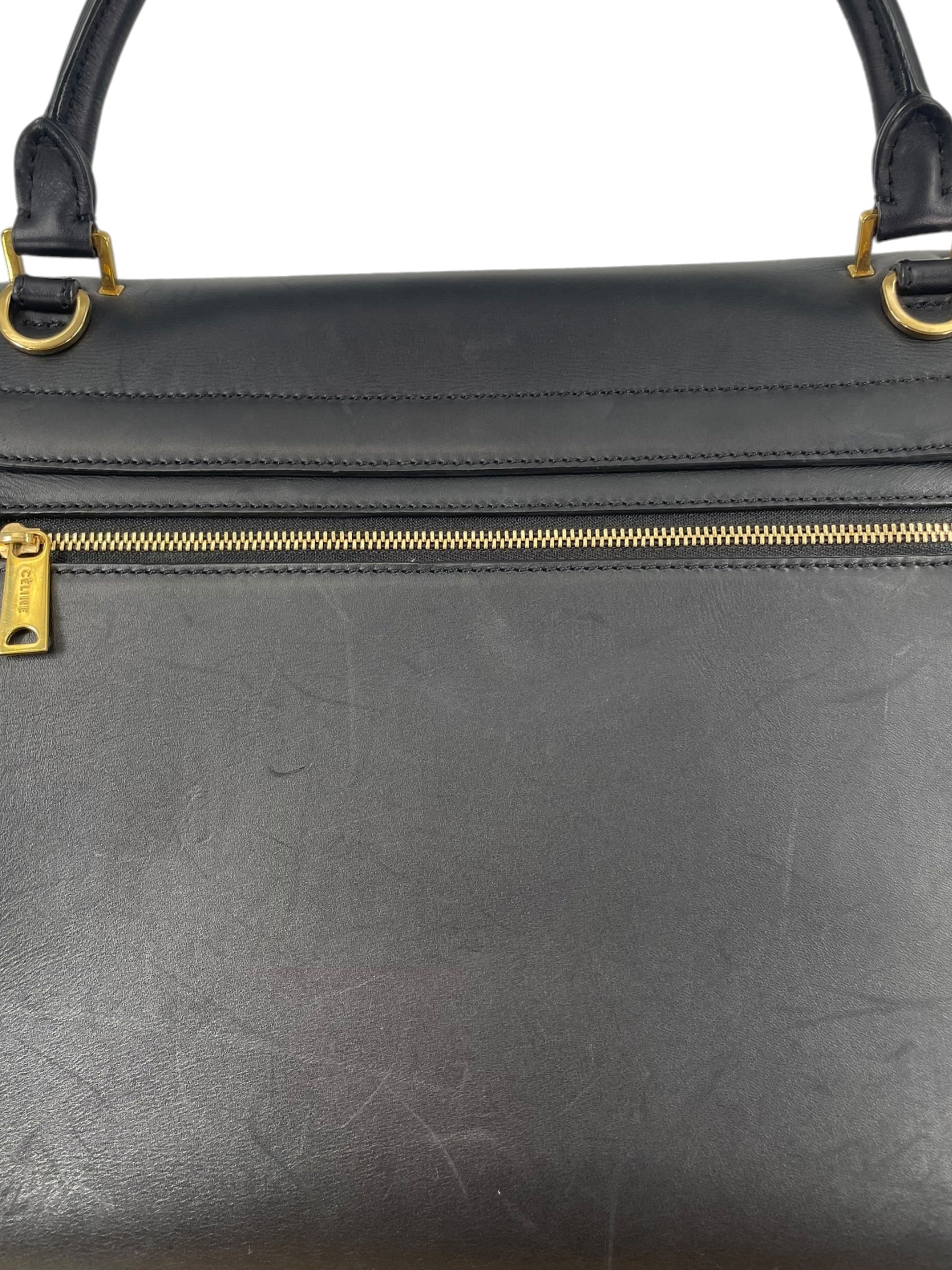 CELINE/Bag/Leather/GRN/TRAPEZE BAG GREEN SUEDE LINING view 8