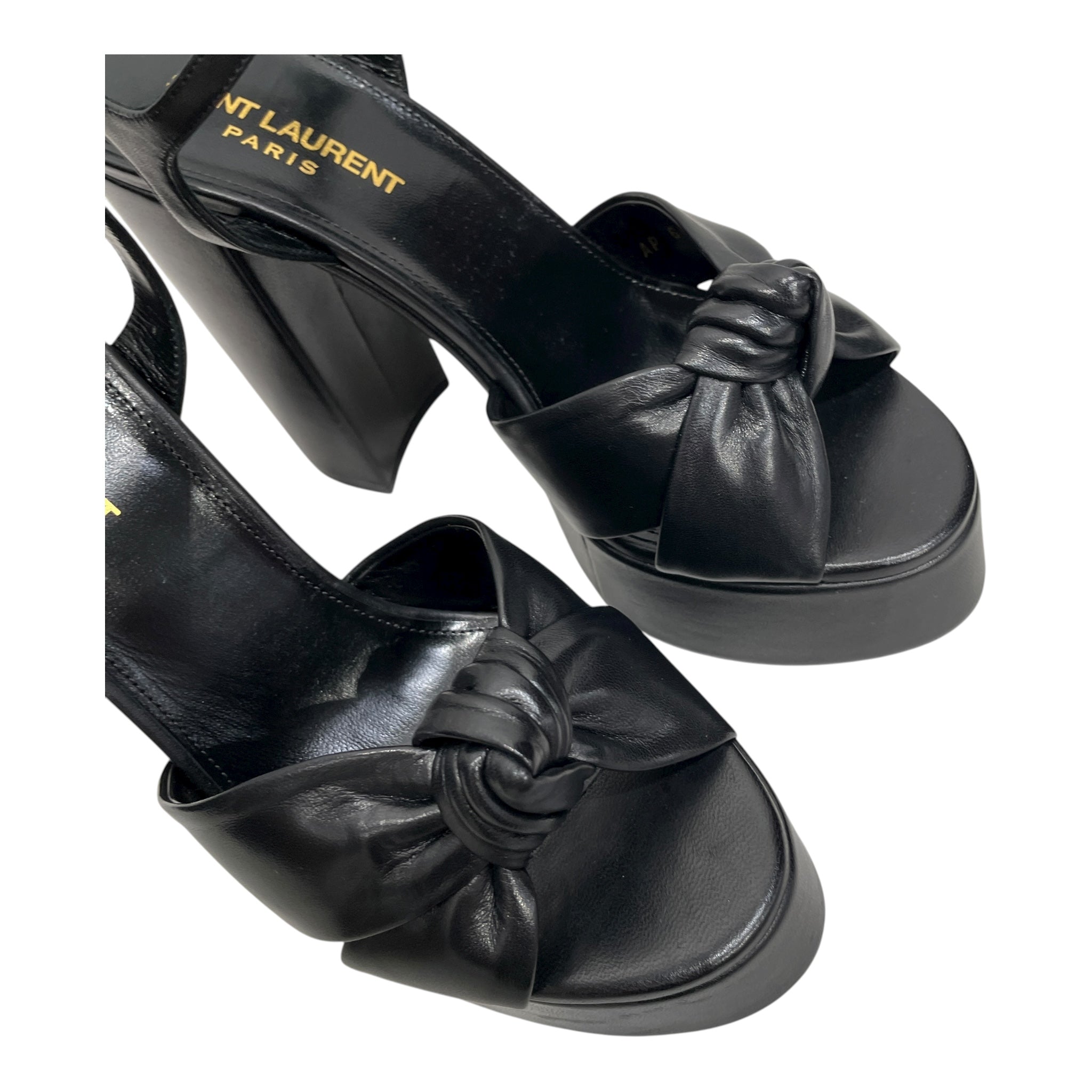 SAINT LAURENT/Heels/EU 37/Leather/BLK/KNOT TOE PLATFORM HEEL view 5