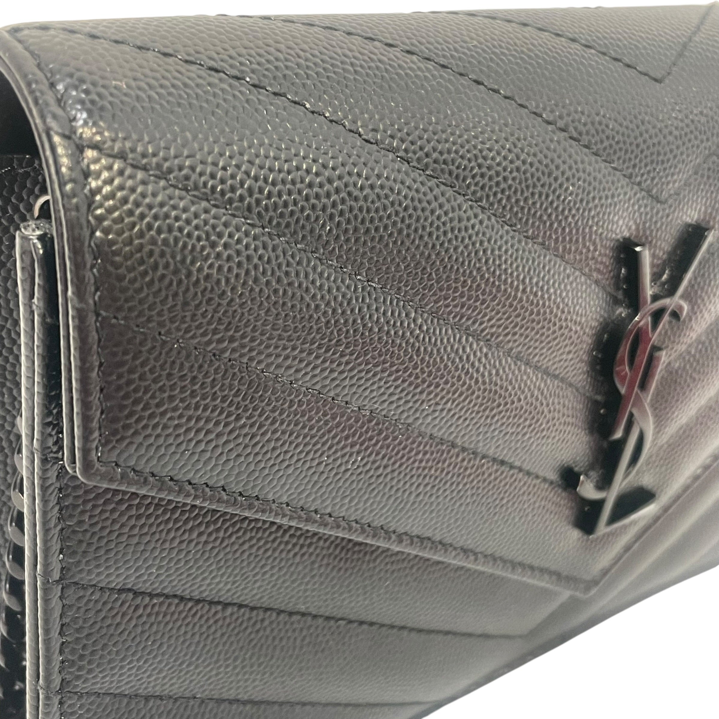 YVES SAINT LAURENT/Cross Body Bag/Monogram/Leather/BLK/Chain Wallet Cassandra Style view 6