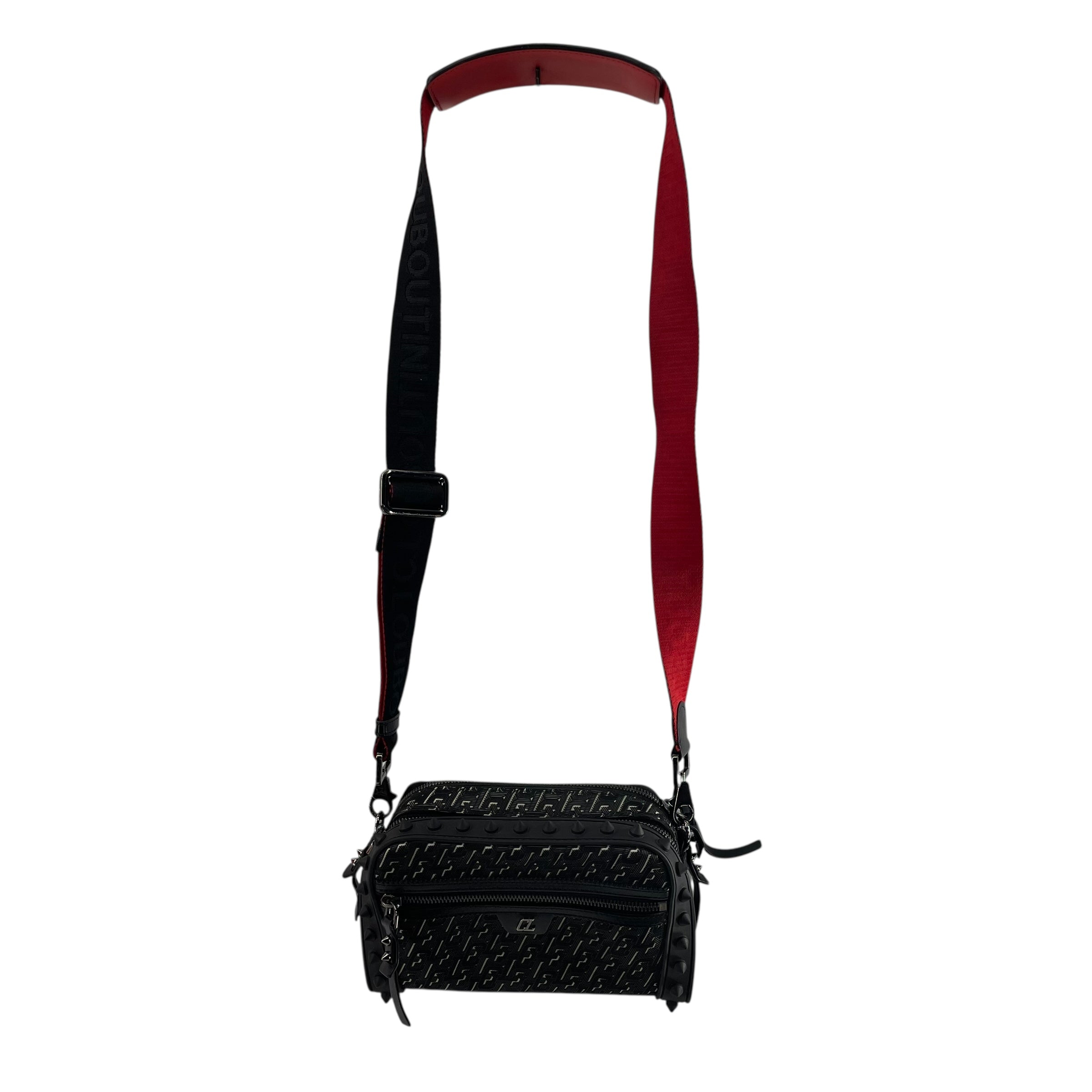 Christian Louboutin/Cross Body Bag/Polyester/BLK/RUBBER SPIKES SILVER CL LOGO view 1
