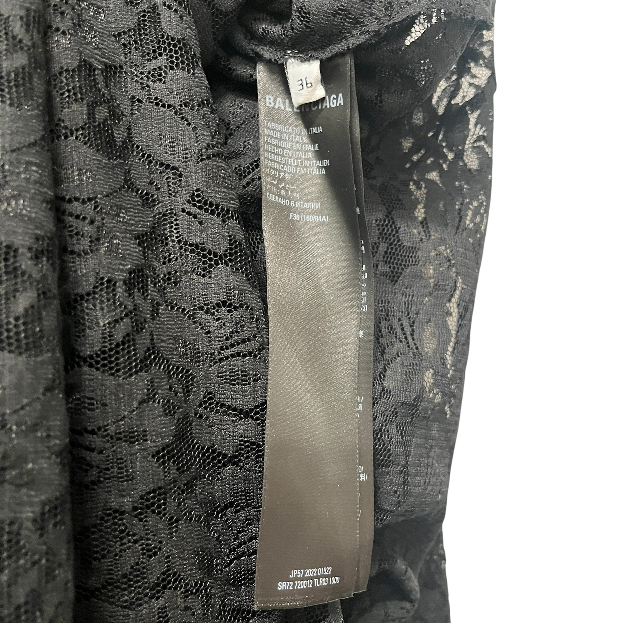 BALENCIAGA/LS Dress/36/All Over Print/Cotton/BLK/Maxi Length/LACE MERMAID GOWN BNWT view 5