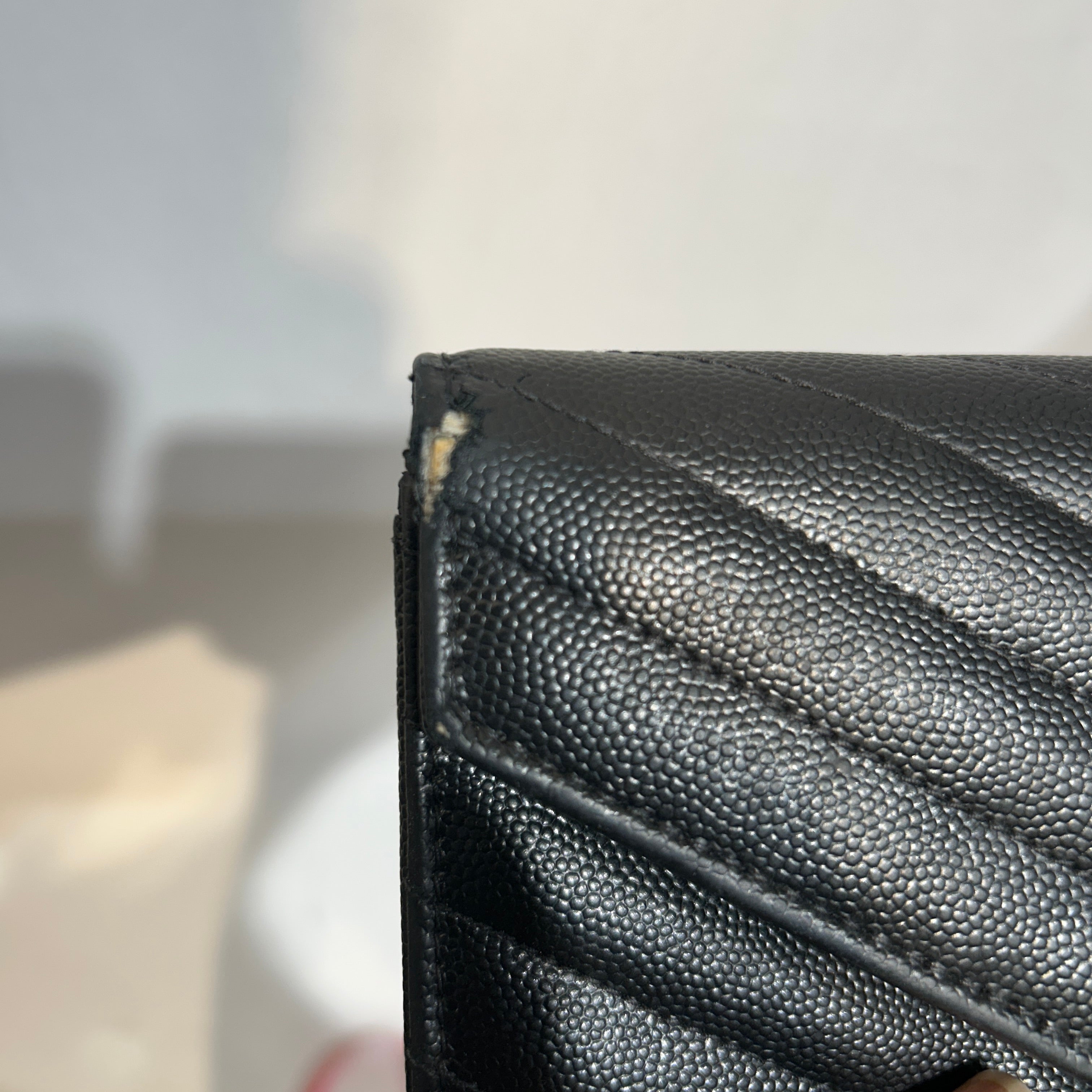 YVES SAINT LAURENT/Long Wallet/Leather/BLK/L's/envelope  wallet view 5