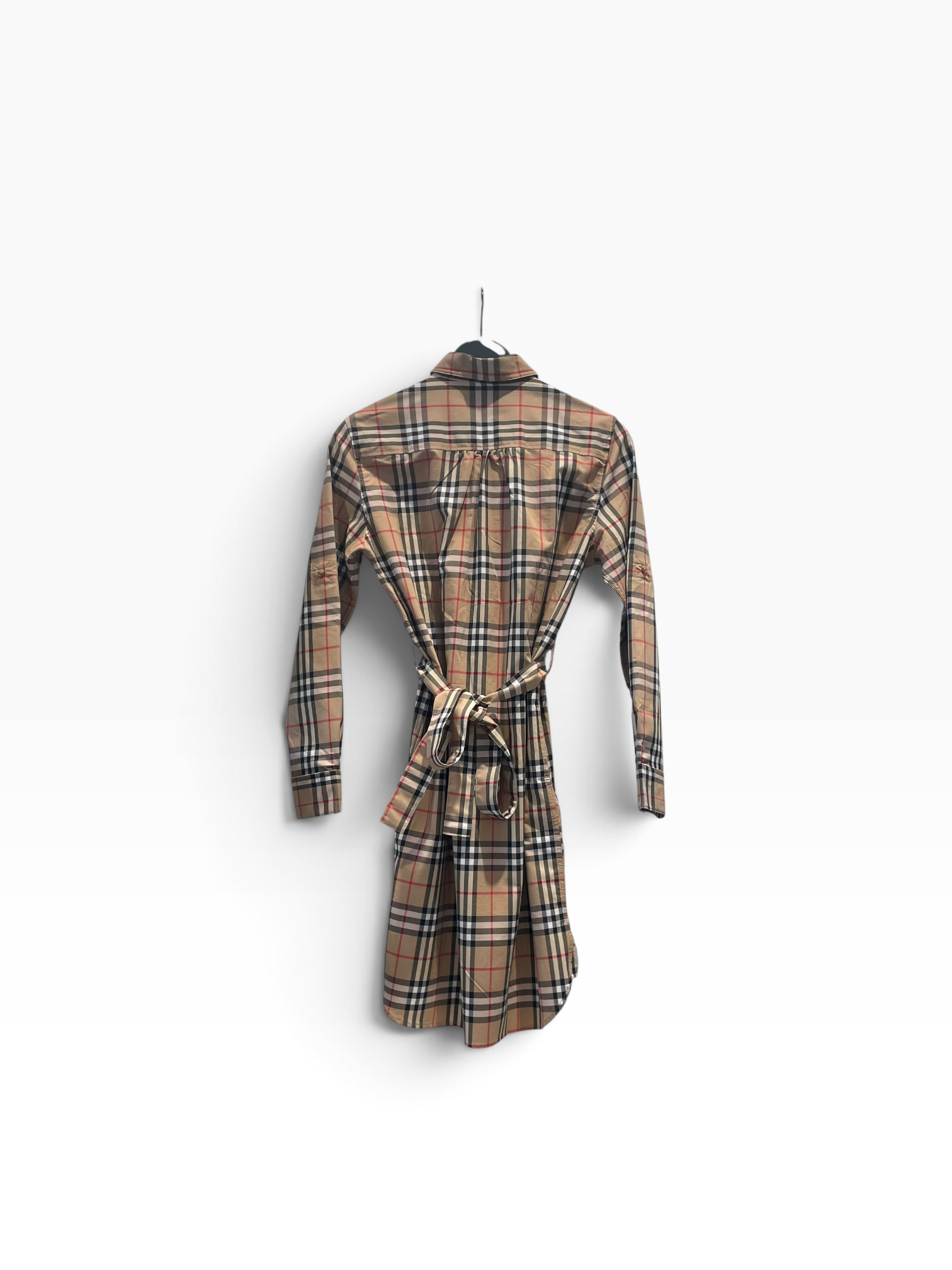 BURBERRY LONDON/LS Dress/6/Plaid/Cotton/BEG/Check Belted Dress view 2
