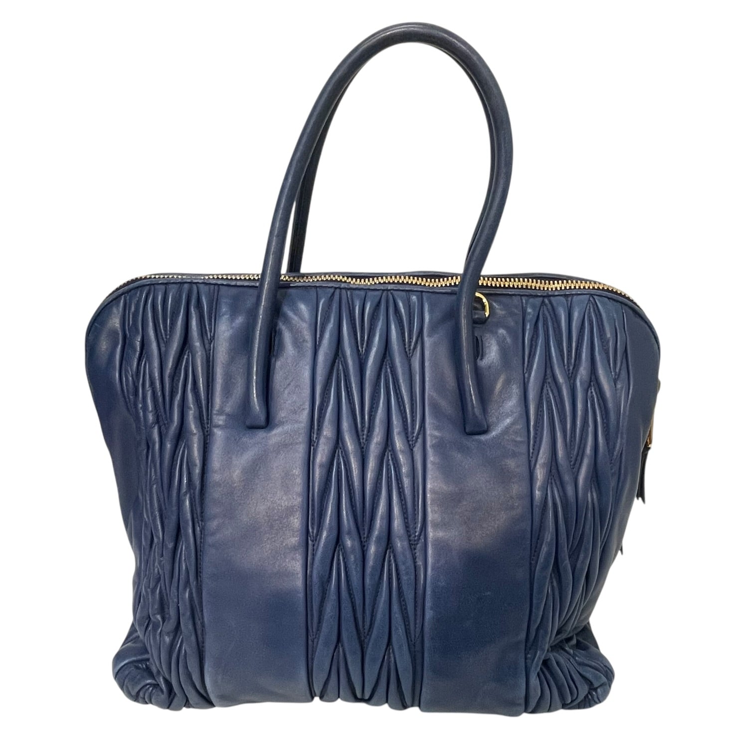 MIU MIU/Tote Bag/Lambskin/BLU/Matelasse Ruche Quilting view 2