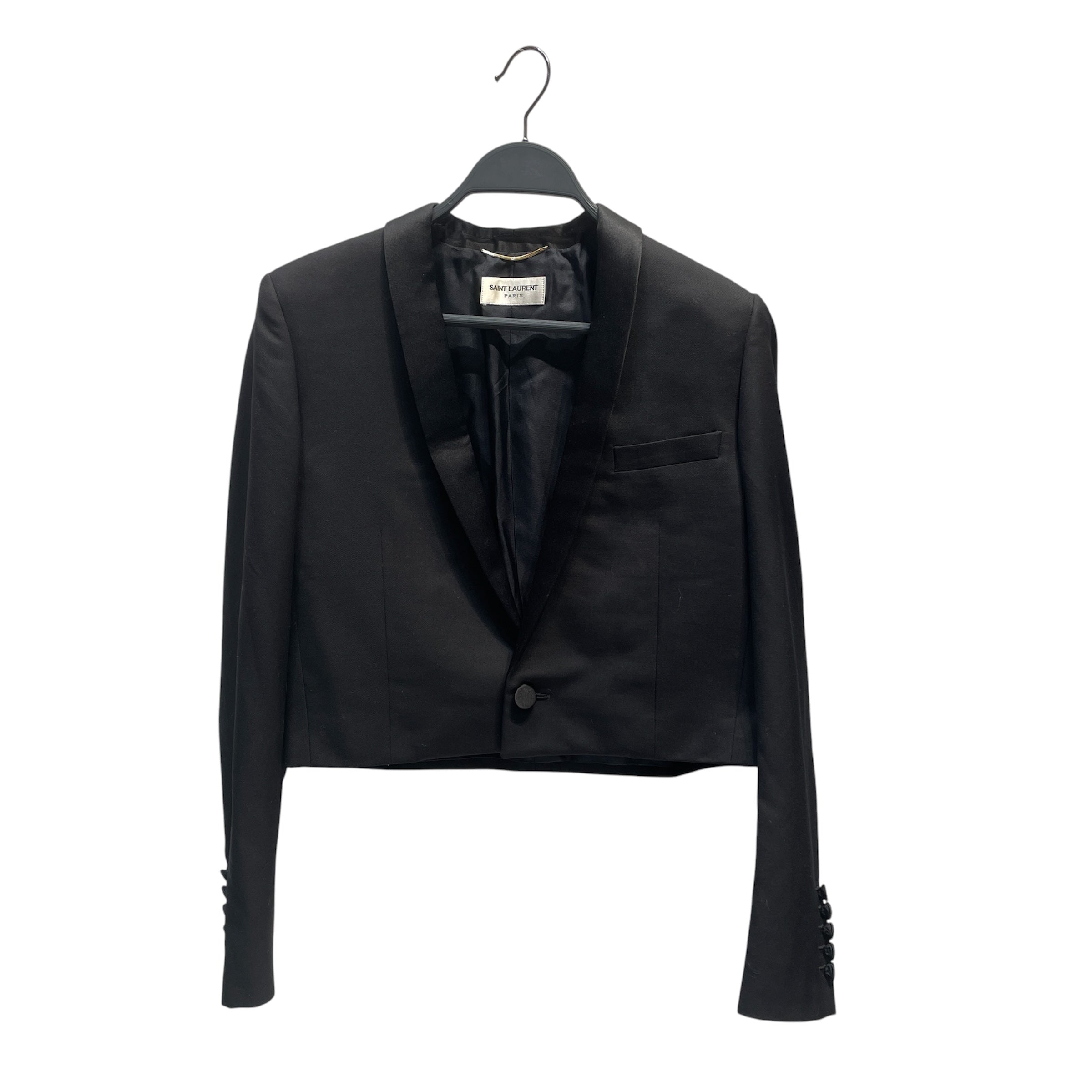 SAINT LAURENT/Jacket/Cotton/BLK/BLAZER/ SILK COLLAR view 2