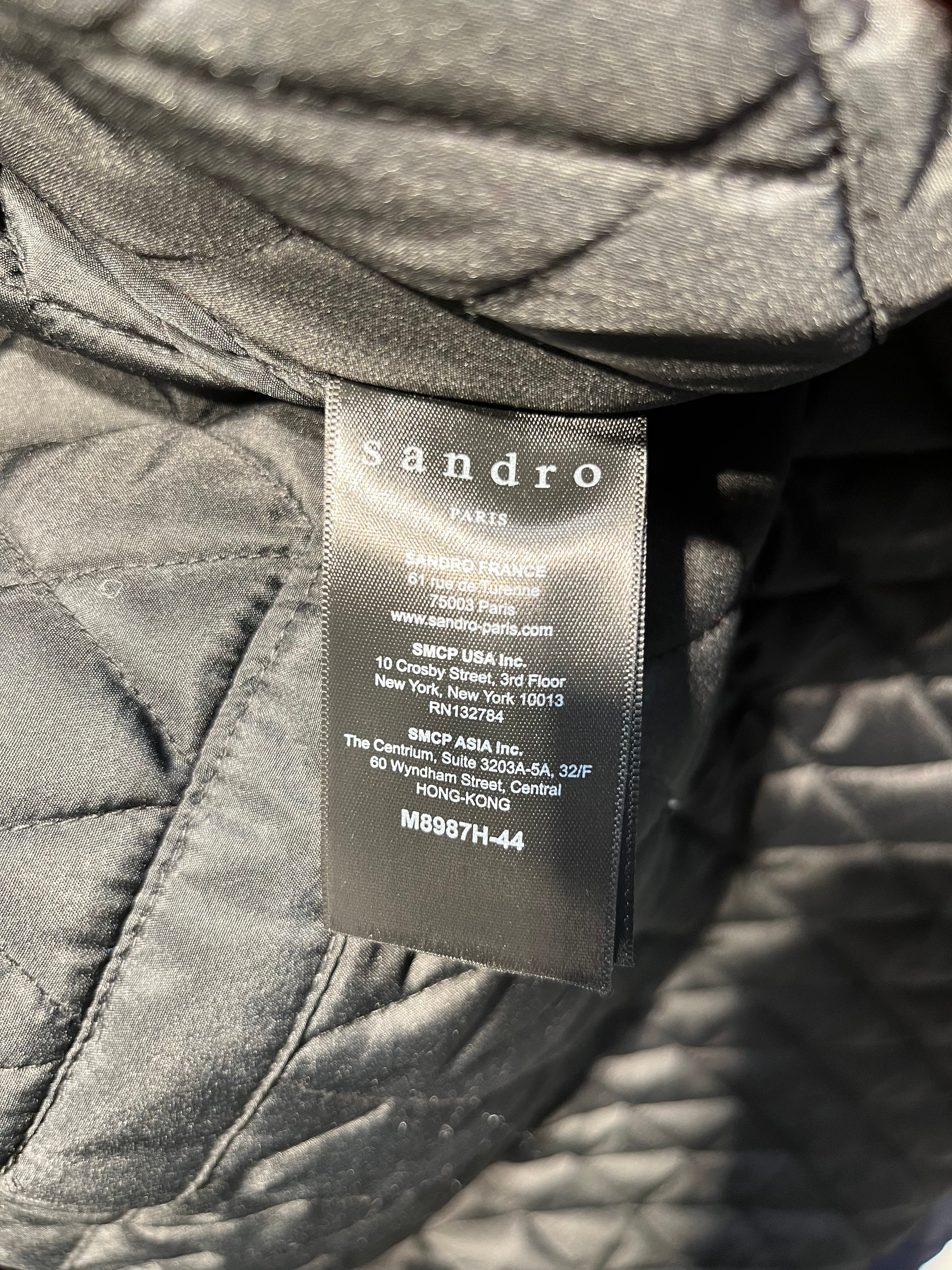 sandro/Coat/2/Polyester/NVY/RABBIT FUR TRIM HOOD view 4