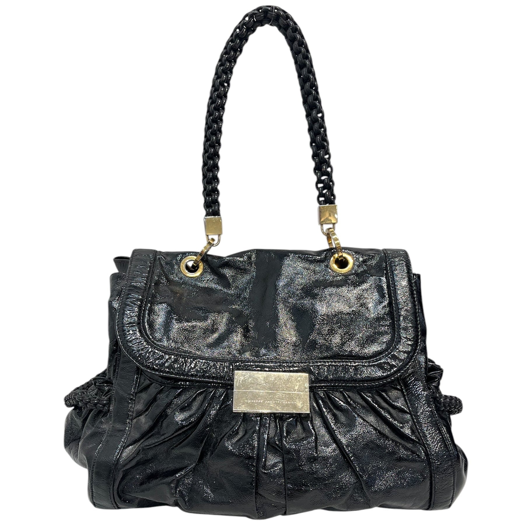 GIUSEPPE ZANOTTI DESIGN/Hand Bag/Leather/BLK/gold hrdwr view 1