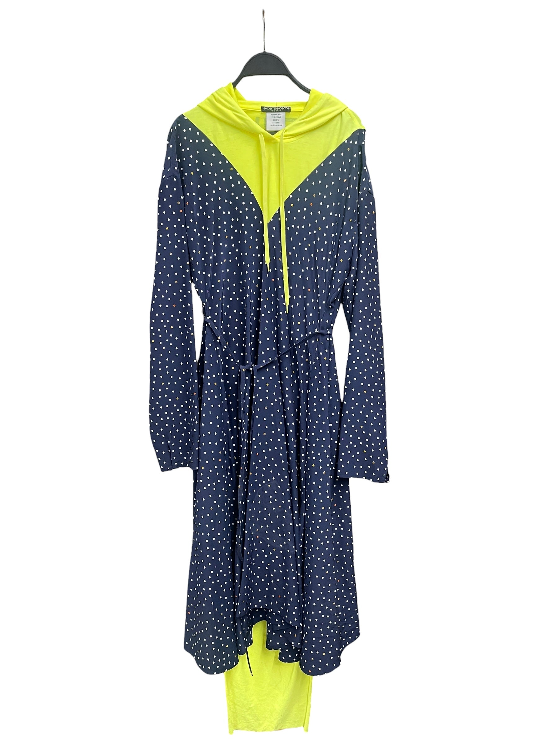VETEMENTS/LS Dress/XS/Polka dot/Silk/NVY/MATTERHORN HOODED EMOJI DRESS view 1