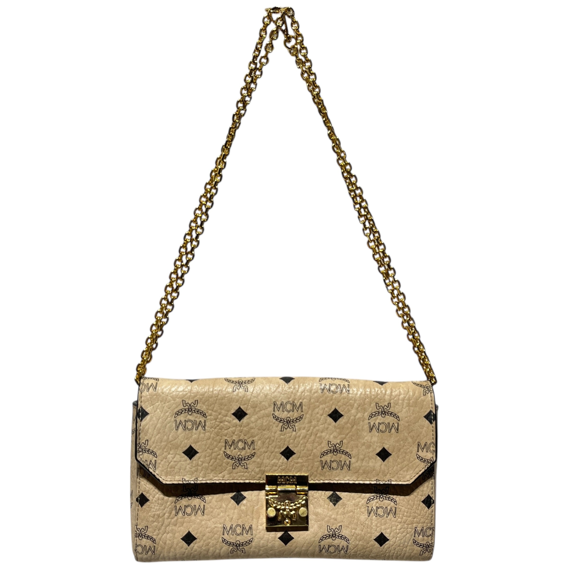 MCM/Cross Body Bag/Monogram/Leather/CRM/Cream gold hardware view 5