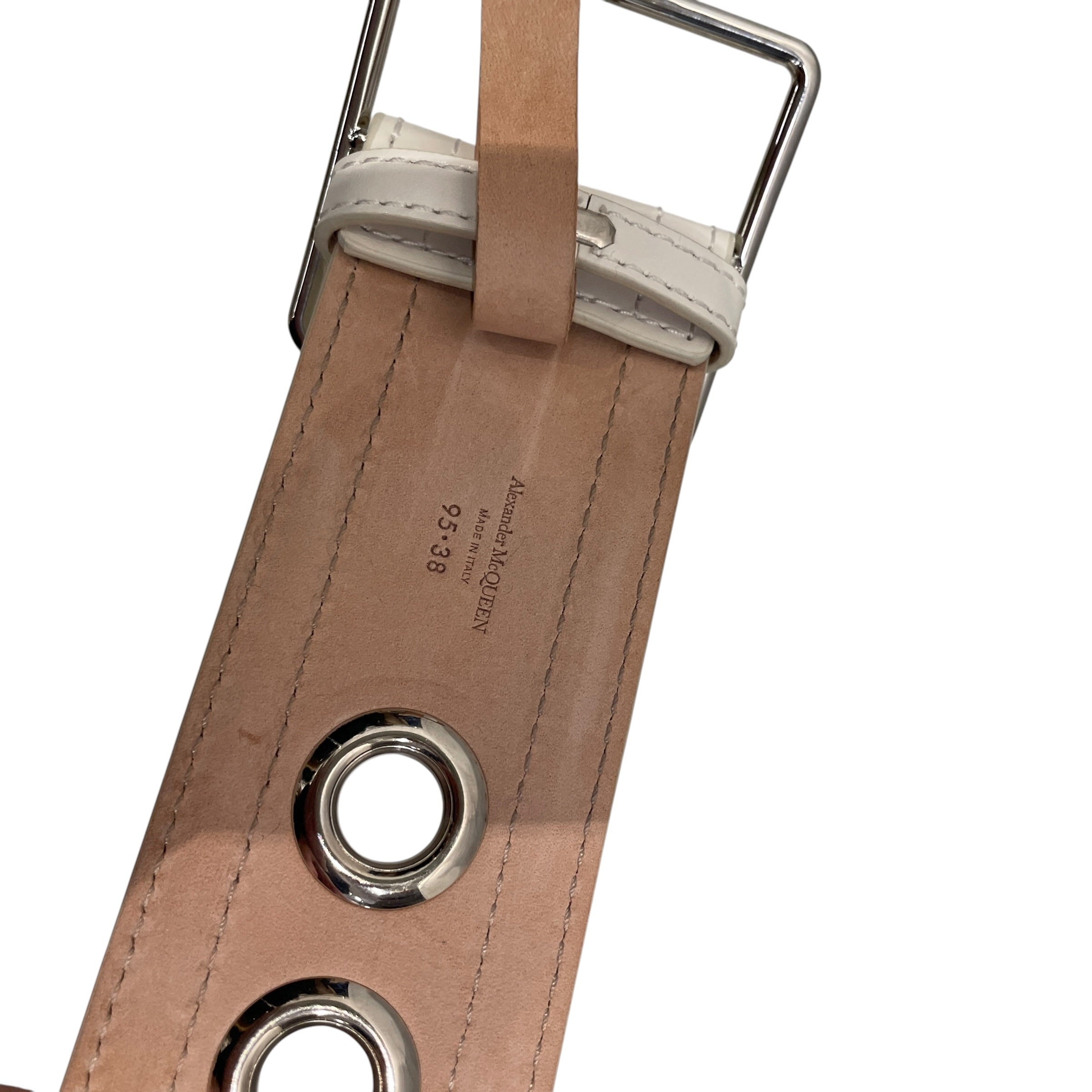 Alexander McQueen/Belt/Leather/WHT/95.38 WIDE RIVET BELT view 3