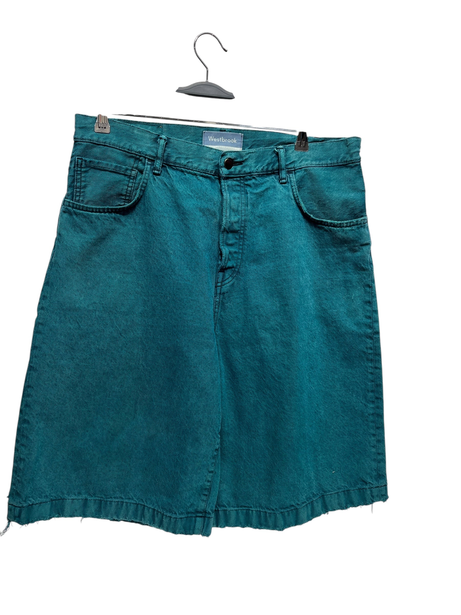 Acne Studios/Shorts/34/Denim/GRN/distressed green denim view 1