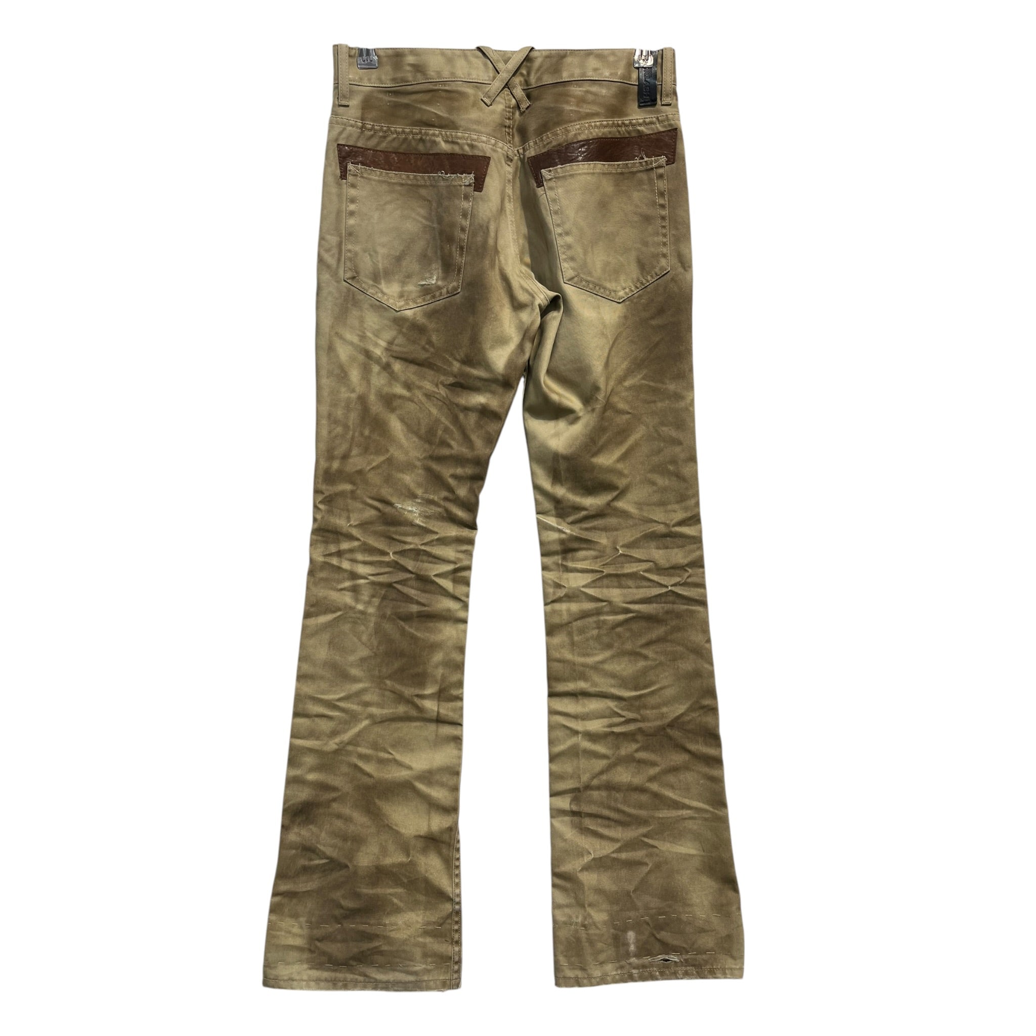 ISAMU KATAYAMA BACKLASH/Pants/M/Cotton/KHK/Button Fly/DISTRESSED-PATCHED-LTHR ACCENT view 2