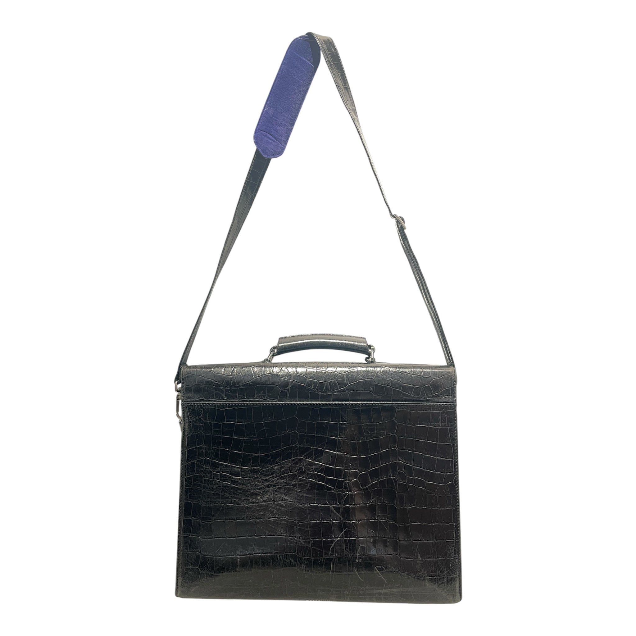 Aspinal of London/Cross Body Bag/Leather/BLK/Croc Embossed Bag view 2