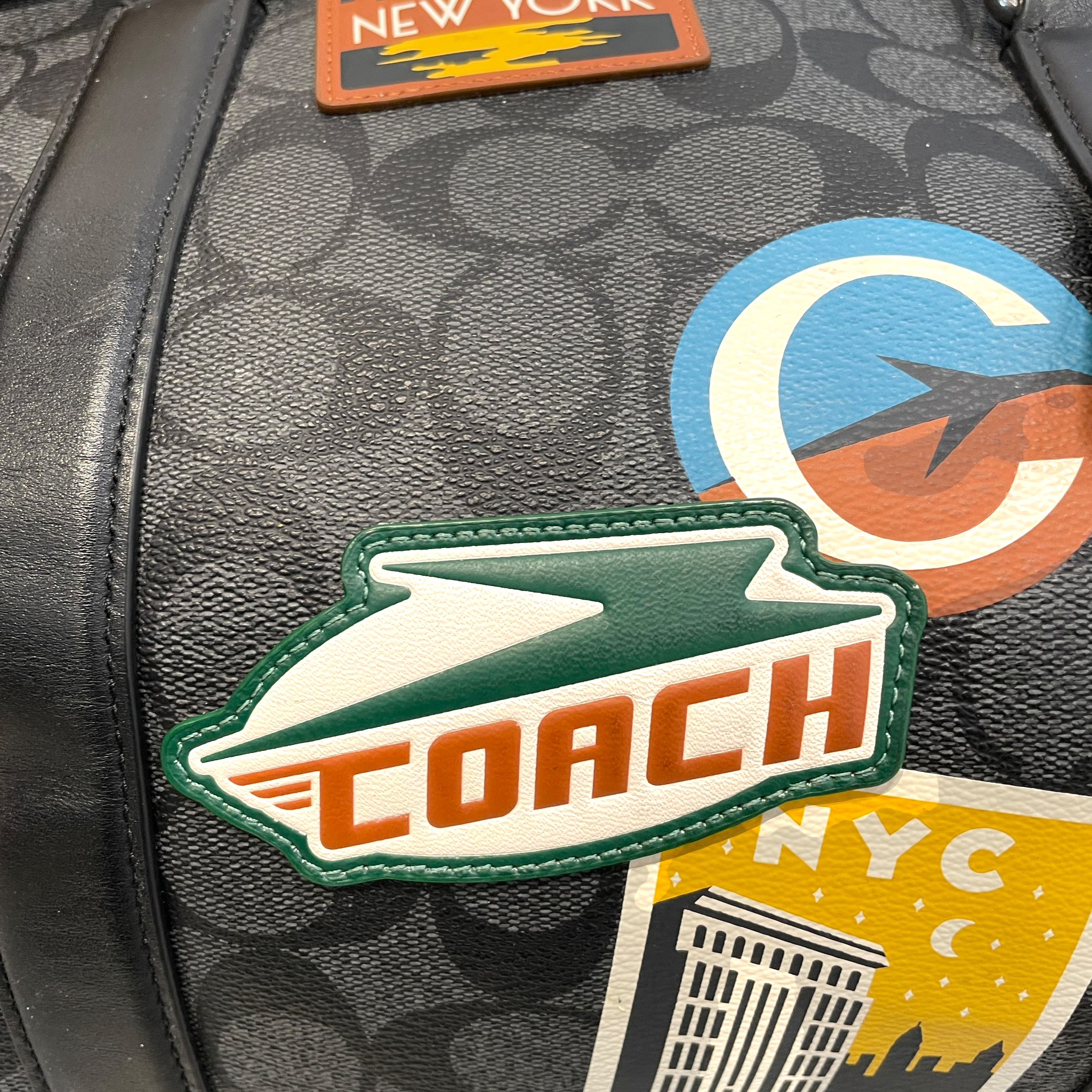 COACH/Luggage/Monogram/Leather/GRY/venturer duffel w/ nyc patches view 4