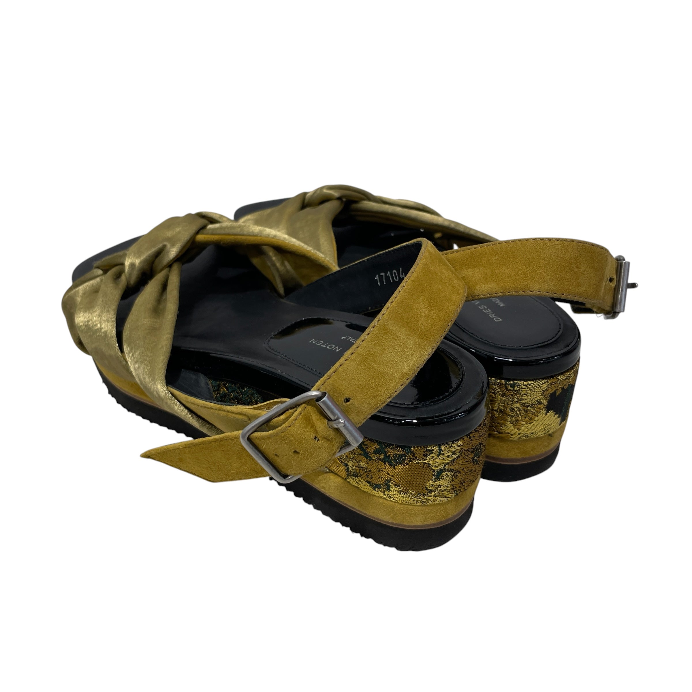 DRIES VAN NOTEN/Sandals/EU 37.5/Silk/YEL/Open-Toe/satain colorblock slingback view 2