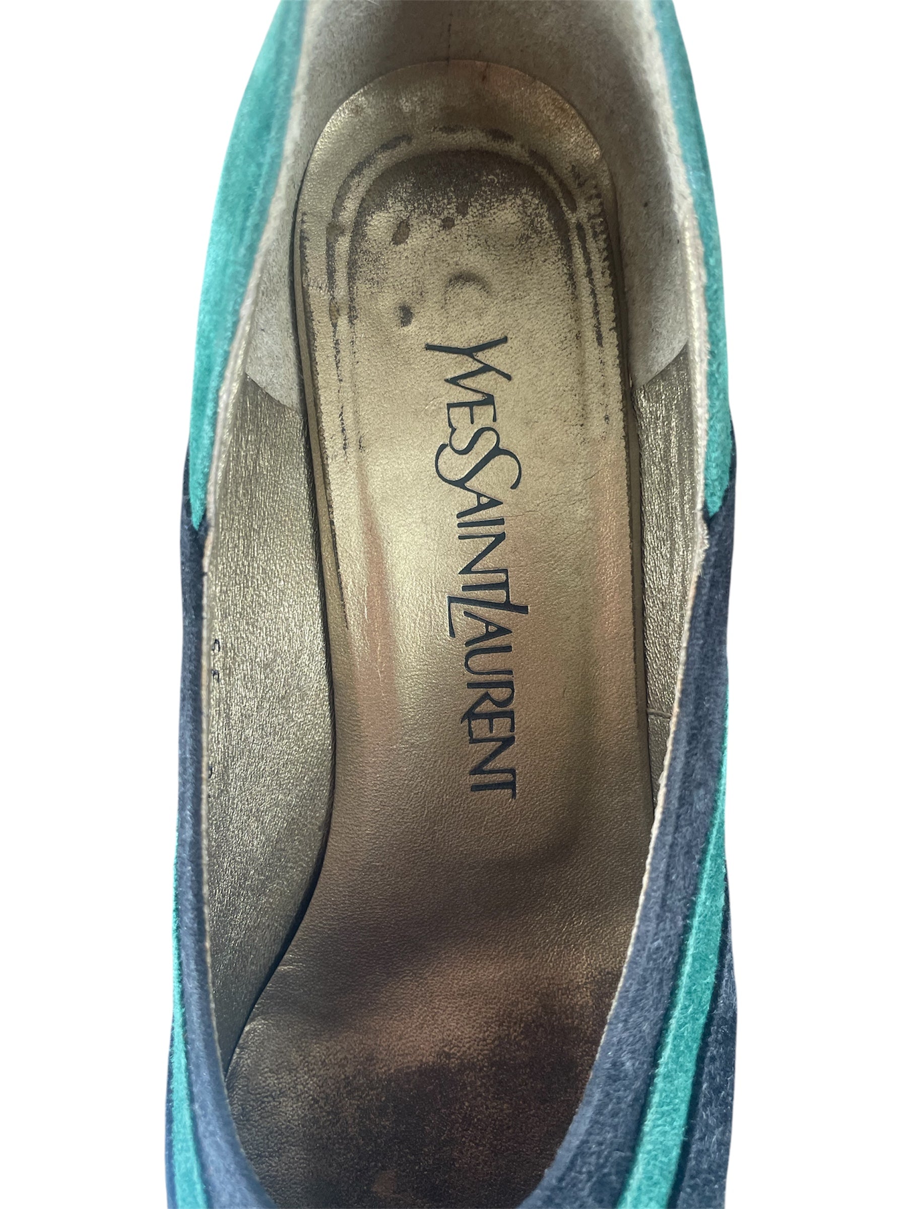 SAINT LAURENT/Heels/EU 35/NVY/GREEN NAVY view 5