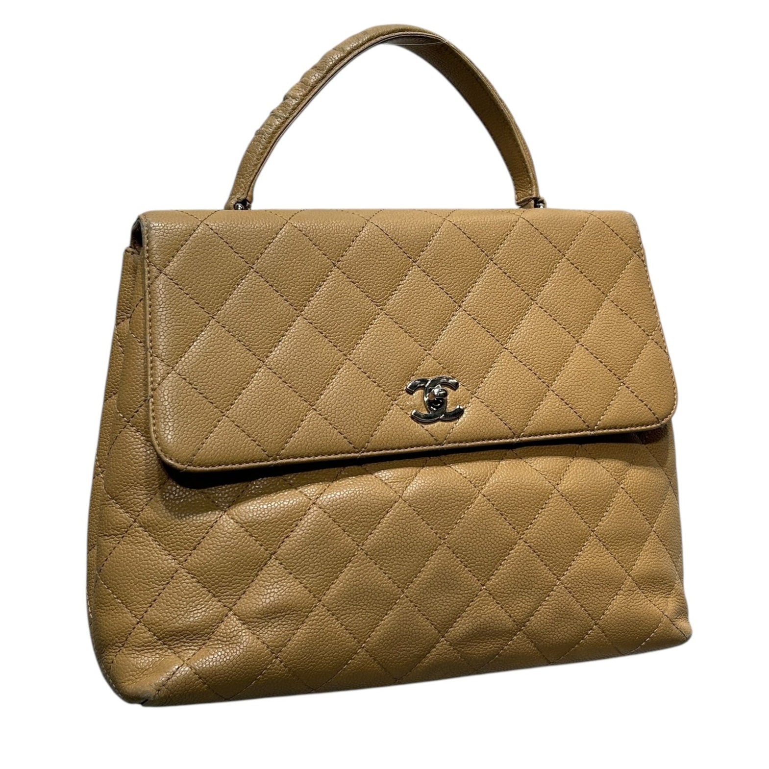 CHANEL/Hand Bag/Leather/BEG/CLASSIC FLAP BAG QUILITED view 1