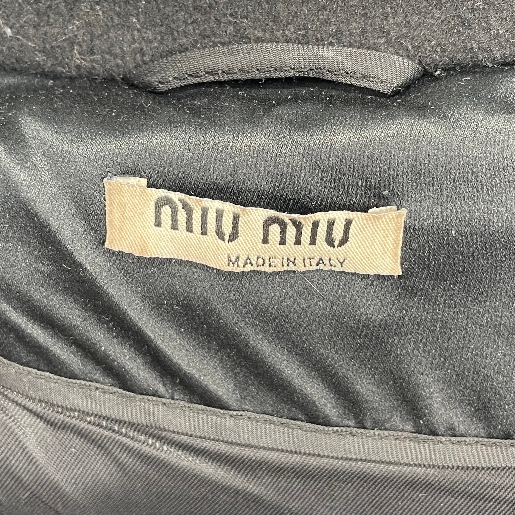 MIU MIU/Coat/36/BLK/coat w sillky details view 3
