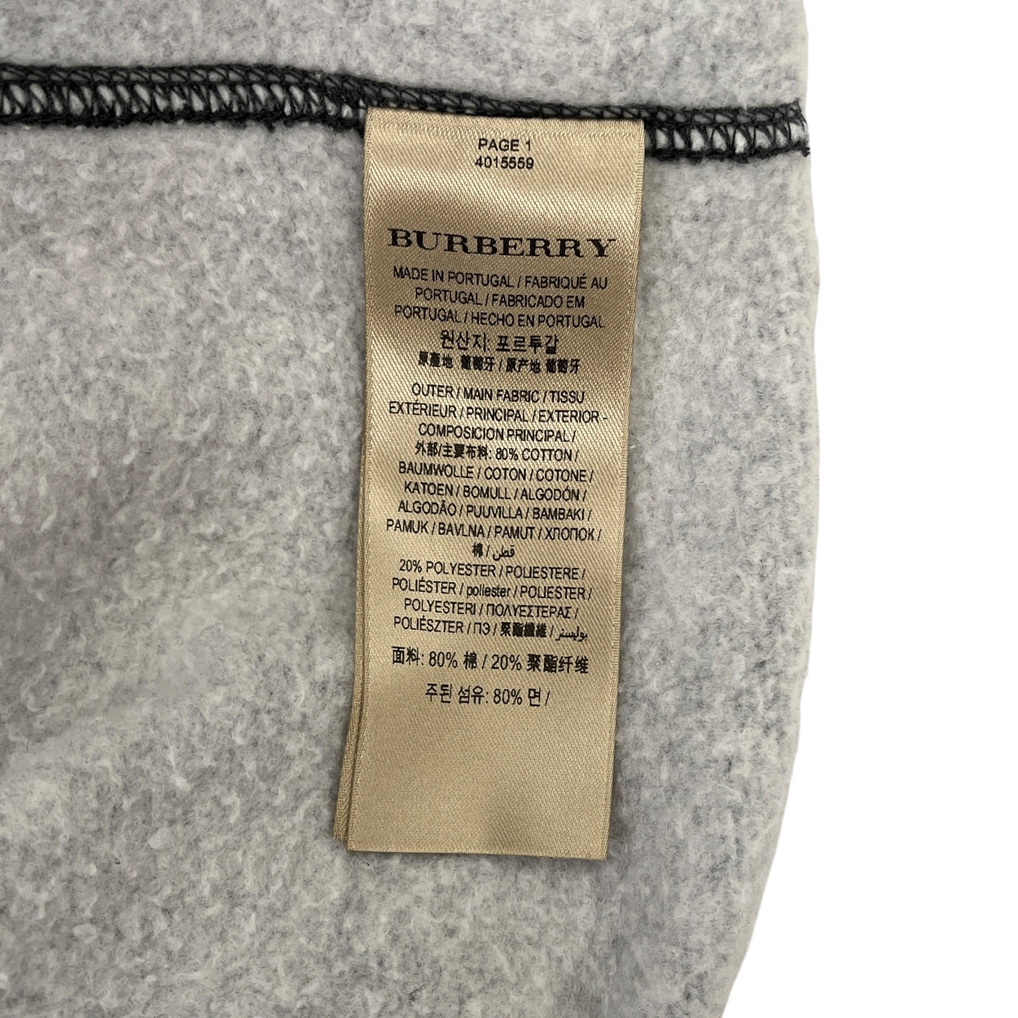 BURBERRY LONDON/Zip Up Hoodie/XXL/Cotton/GRY/GOLD ZIPPER/EMBROIDERED LOGO view 4