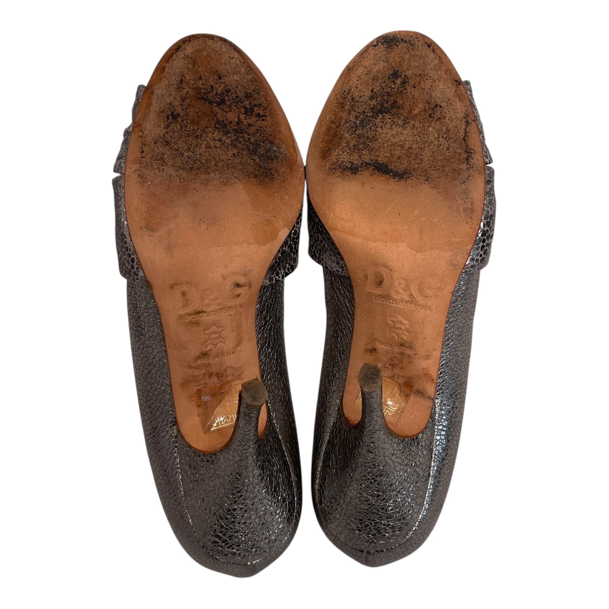 DOLCE&GABBANA/Heels/EU 40/Leather/SLV/SILVER LEEATHER HEELS view 4