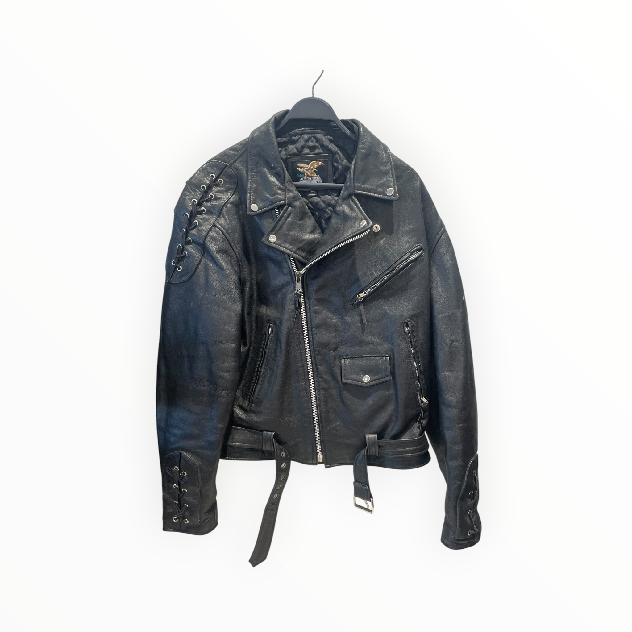 Jamin Leather/Leather Jkt/50/Leather/BLK/Lace Up Vintage Jacket view 1