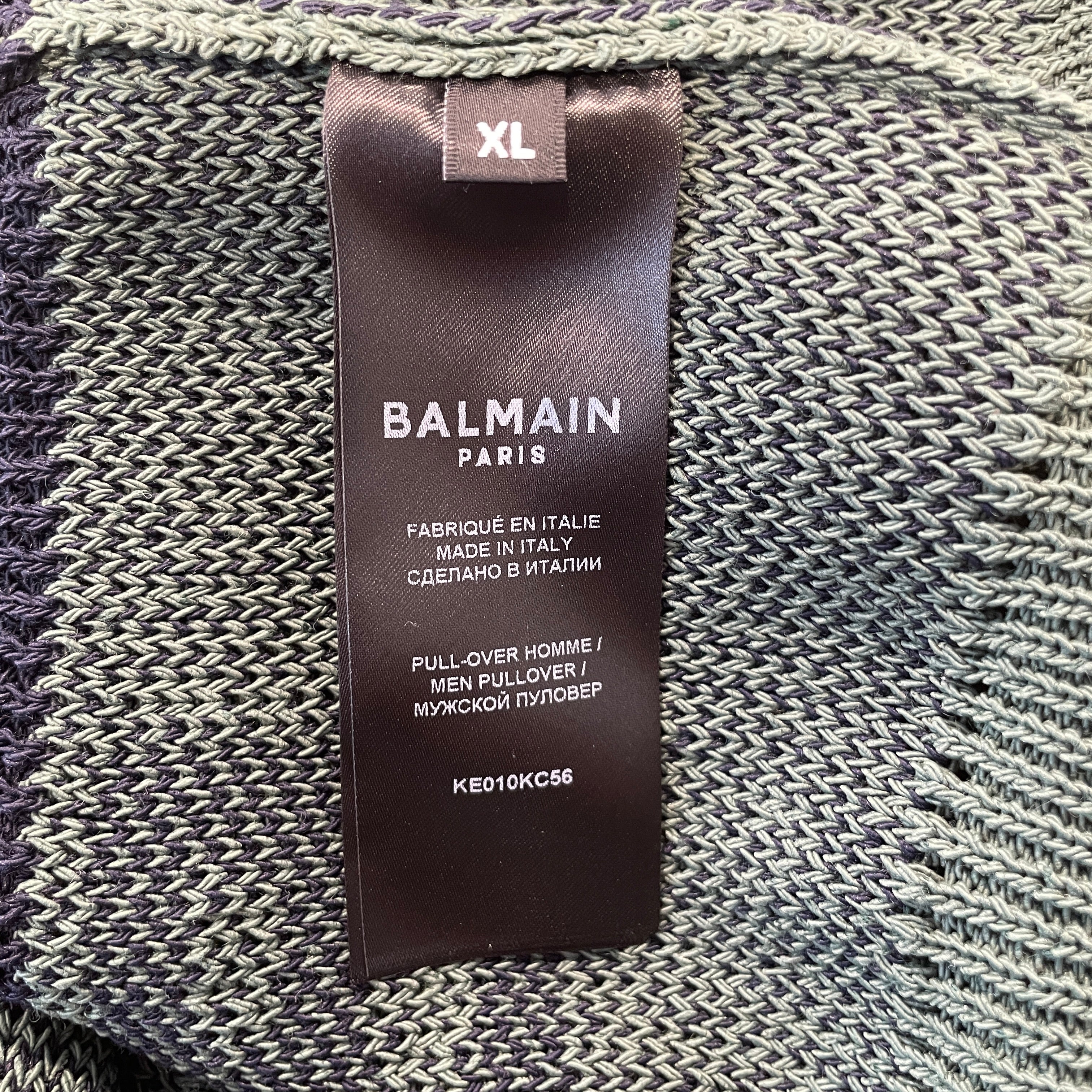 BALMAIN/Heavy Sweater/XL/Stripe/Cotton/GRN/BALMAIN PRINTED PULLOVER view 4