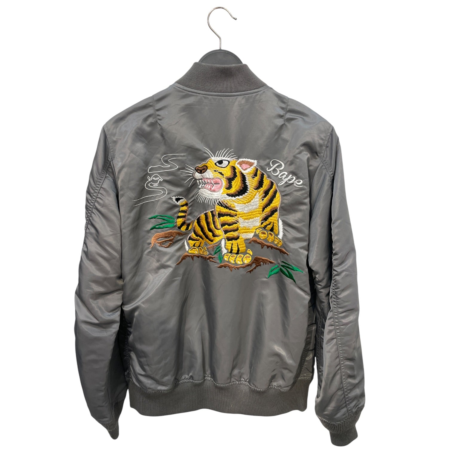 A BATHING APE/Flight Jkt/Nylon/GRY/Graphic/Embroidered Tiger view 2