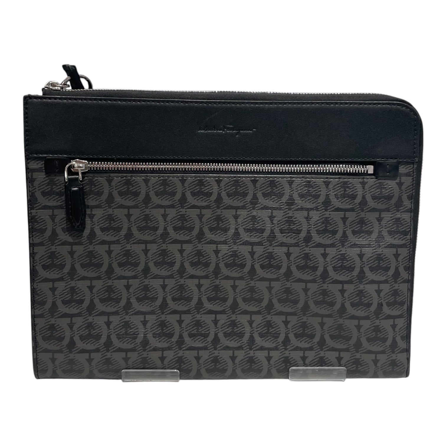 Salvatore Ferragamo/Clutch Bag/Monogram/Leather/BLK/Gancini Clutch Bag view 1