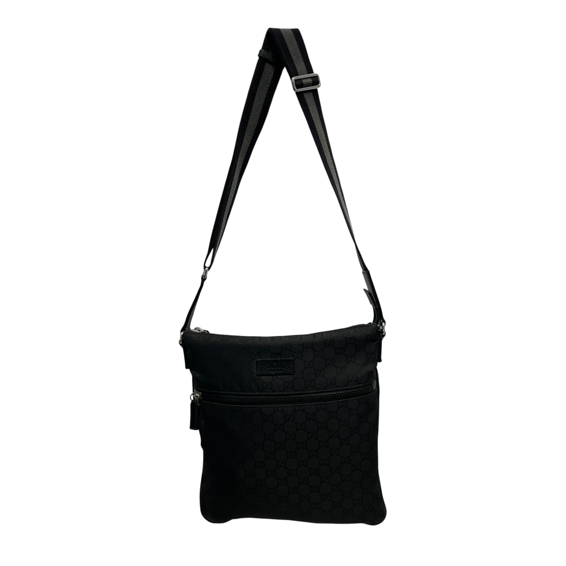 GUCCI/Hand Bag/Monogram/Cotton/BLK/SATCHEL view 1