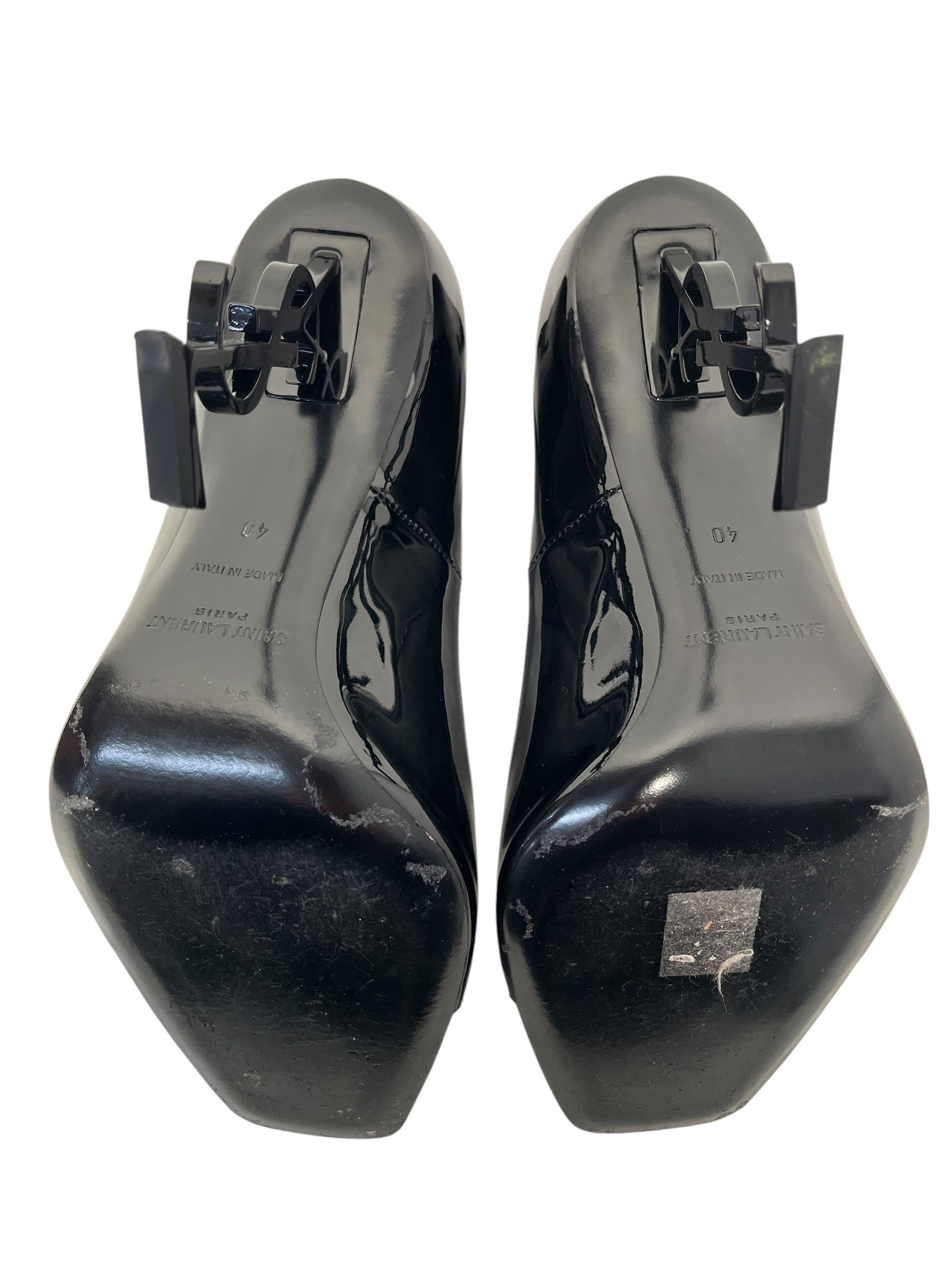 SAINT LAURENT/Heels/EU 40/Leather/BLK/Opyum Leather heel YSL heel view 4