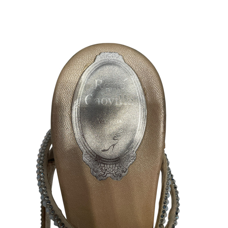 BADGLEY MISCHKA/Heels/US 8/Leather/PNK/Crystal Brouche toe rose gold