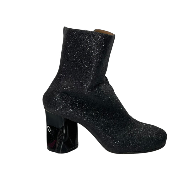 Maison Margiela/Heels/EU 38/Glitter/Leather/BLK/CRINKLED HEEL
