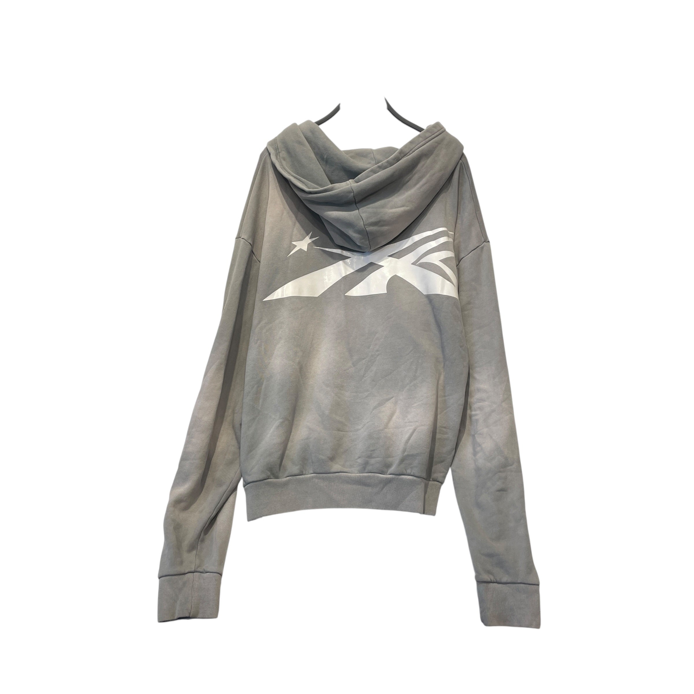 HELLSTAR/Zip Up Hoodie/M/Cotton/GRY/FADED/FLAME ZIPPER/LOGO BACK view 2