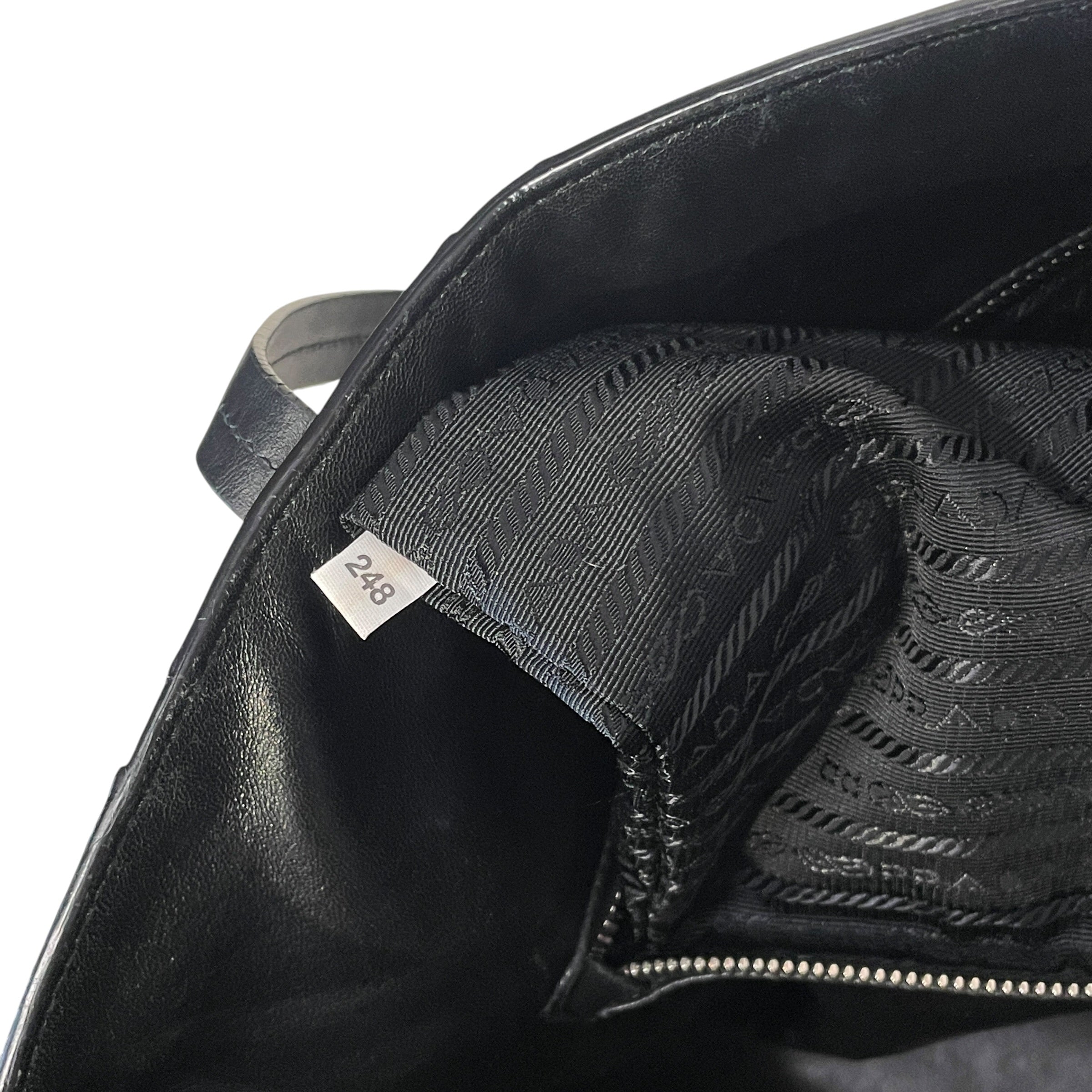 PRADA/Tote Bag/Stripe/Leather/BLK/WHITE/BROWN/TRI-COLOR view 7