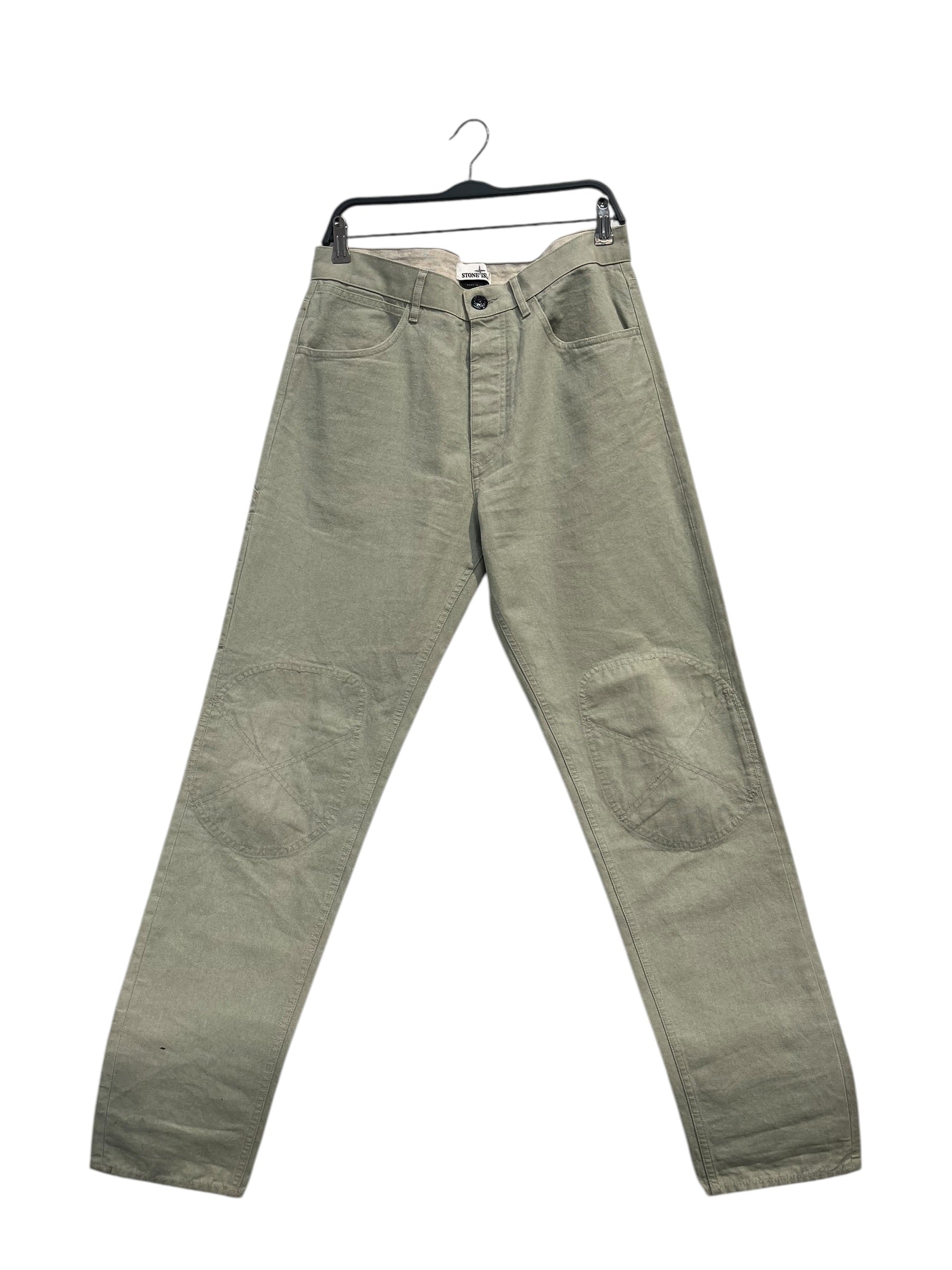 STONE ISLAND/Pants/32/Cotton/GRN/knee patches view 1