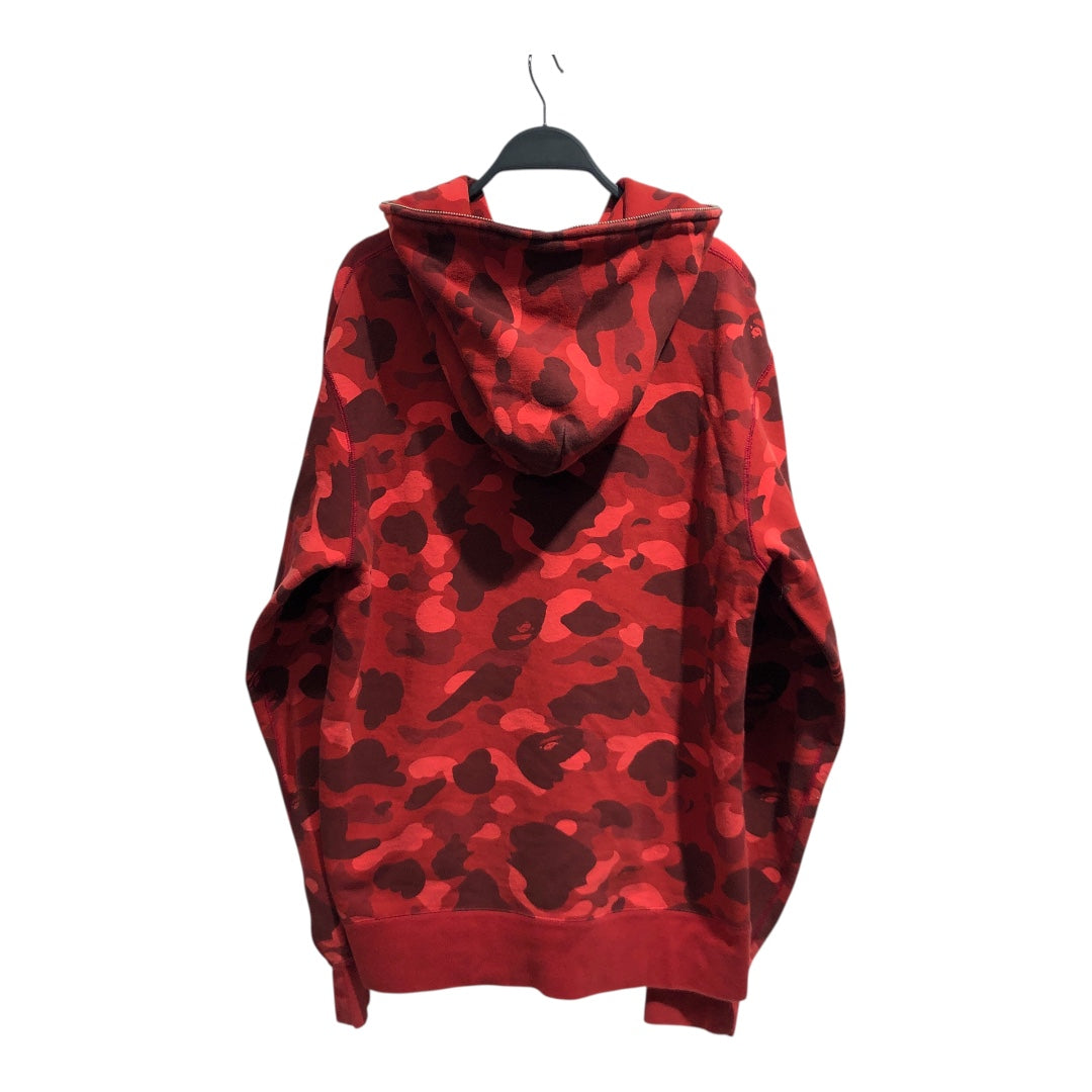 A BATHING APE/Zip Up Hoodie/XXL/Camouflage/Cotton/RED/BAPE Camo monkey full zip view 2