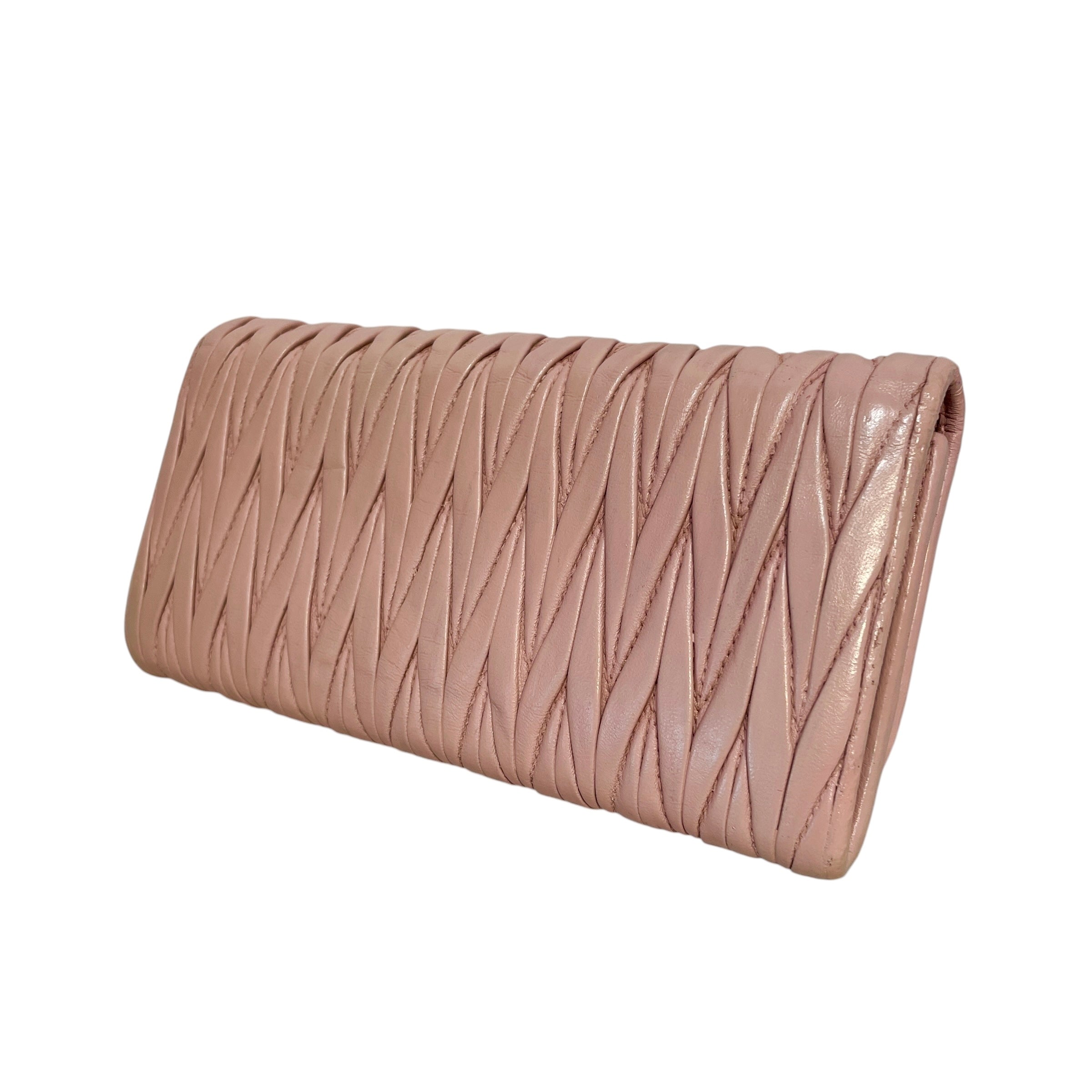 MIU MIU/Long Wallet/Leather/PNK/L's/Nappa Lambskin Matelasse Pink view 2