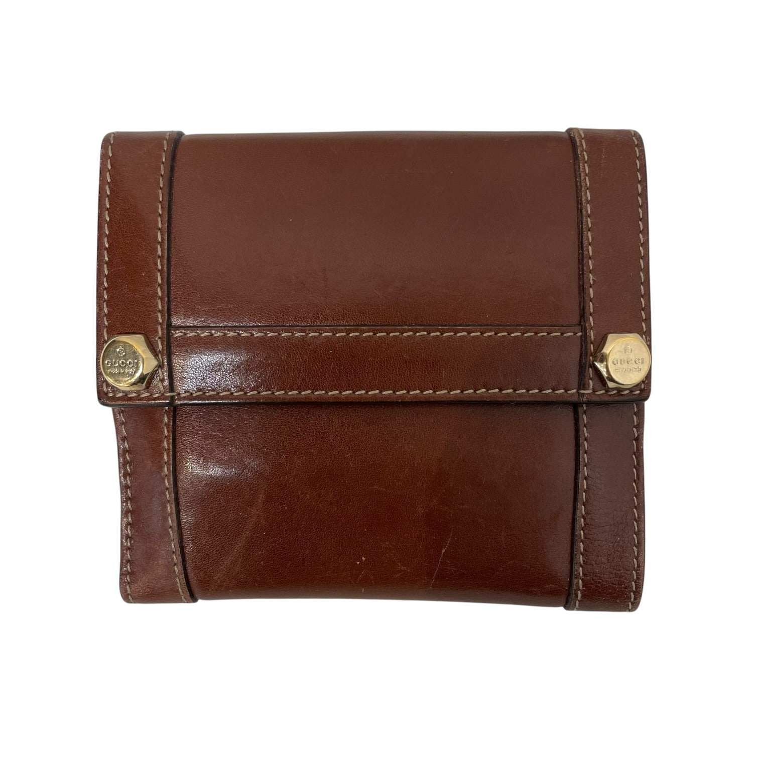 GUCCI/Bifold Wallet/Leather/BRW/SMALL WALLET GOLD DETAIL view 1