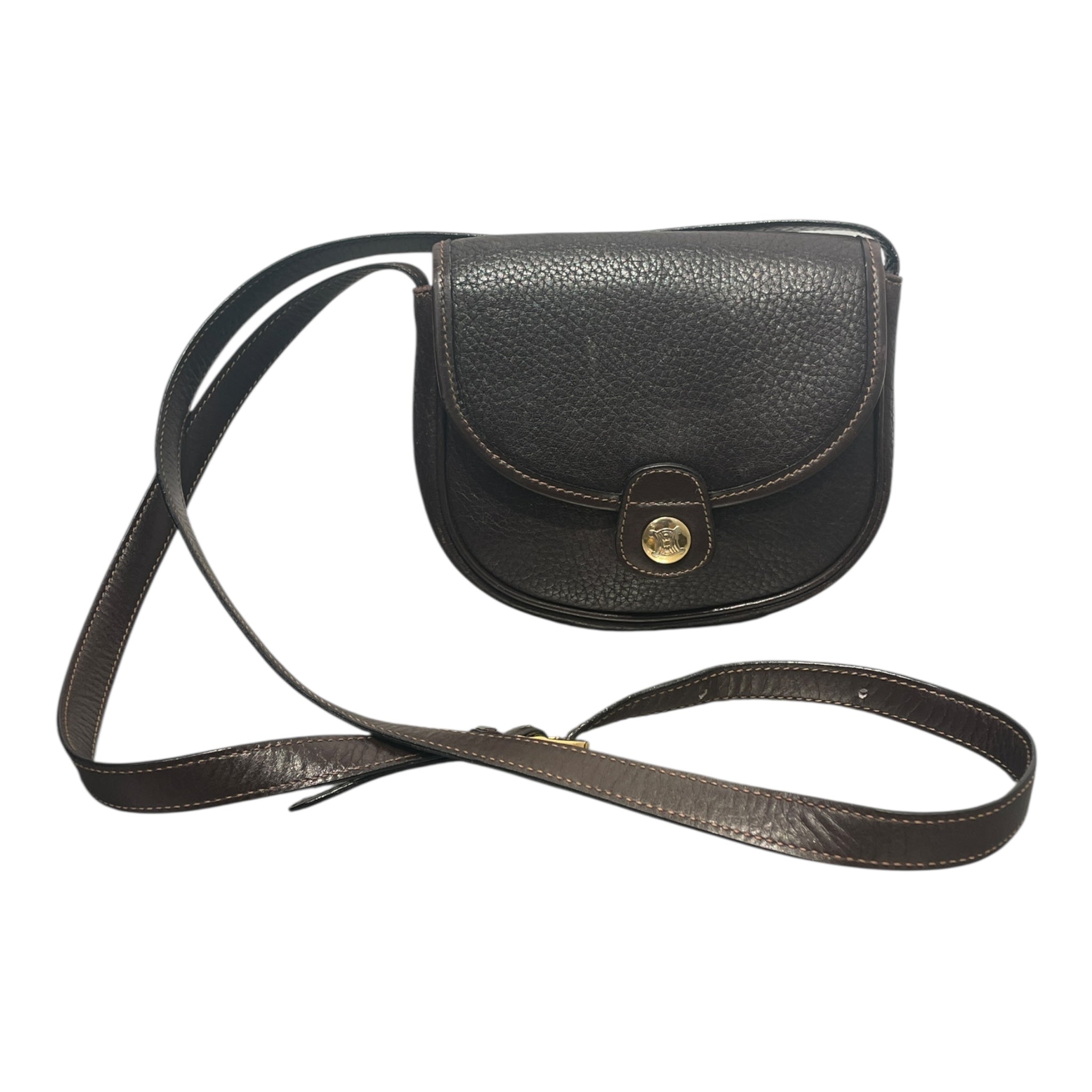 CELINE/Cross Body Bag/Leather/BRW/Saddle view 3